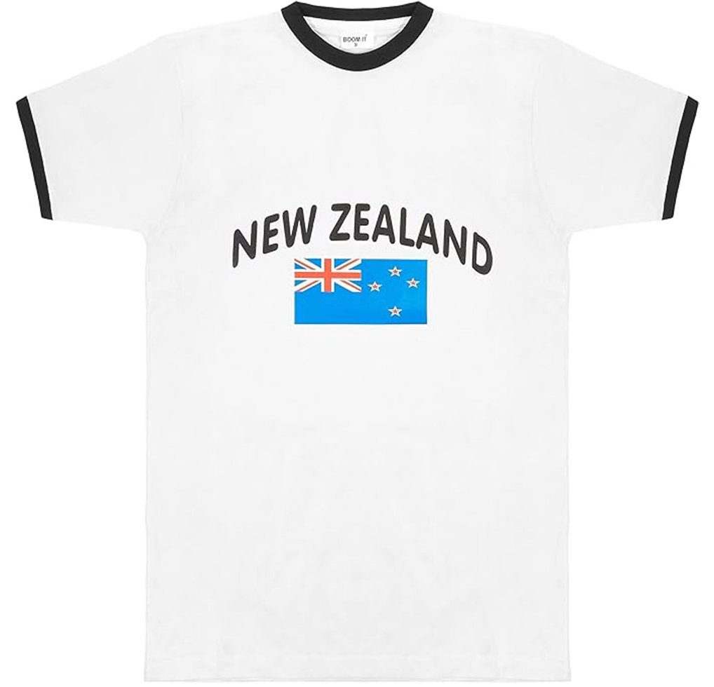 BRUBAKER T-Shirt Neuseeland - Retro Unisex Fan Shirt für Herren und Damen (1-tlg)