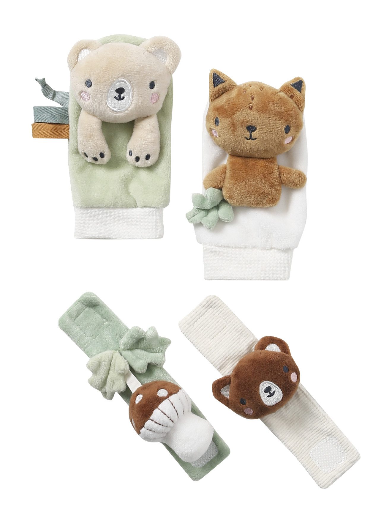 vertbaudet Rassel Baby Rassel-Set: Armbänder & Socken GRÜNER WALD