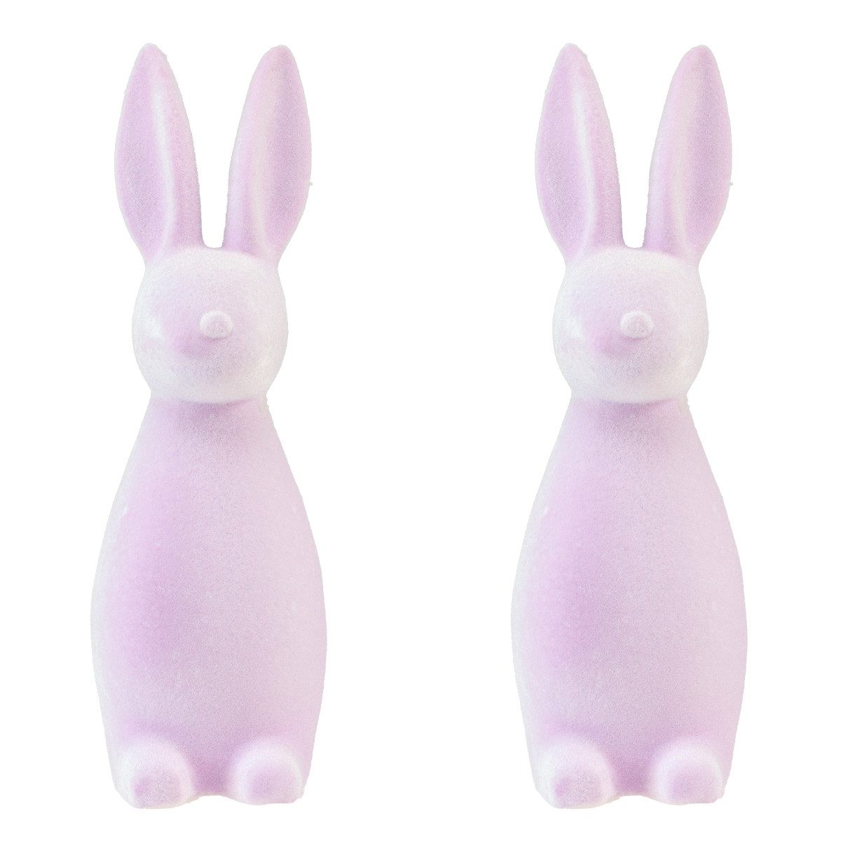 Florists Products Osterhase Deko Hasen beflockt Osterfiguren Lila Hell 8×10×29cm 2 St