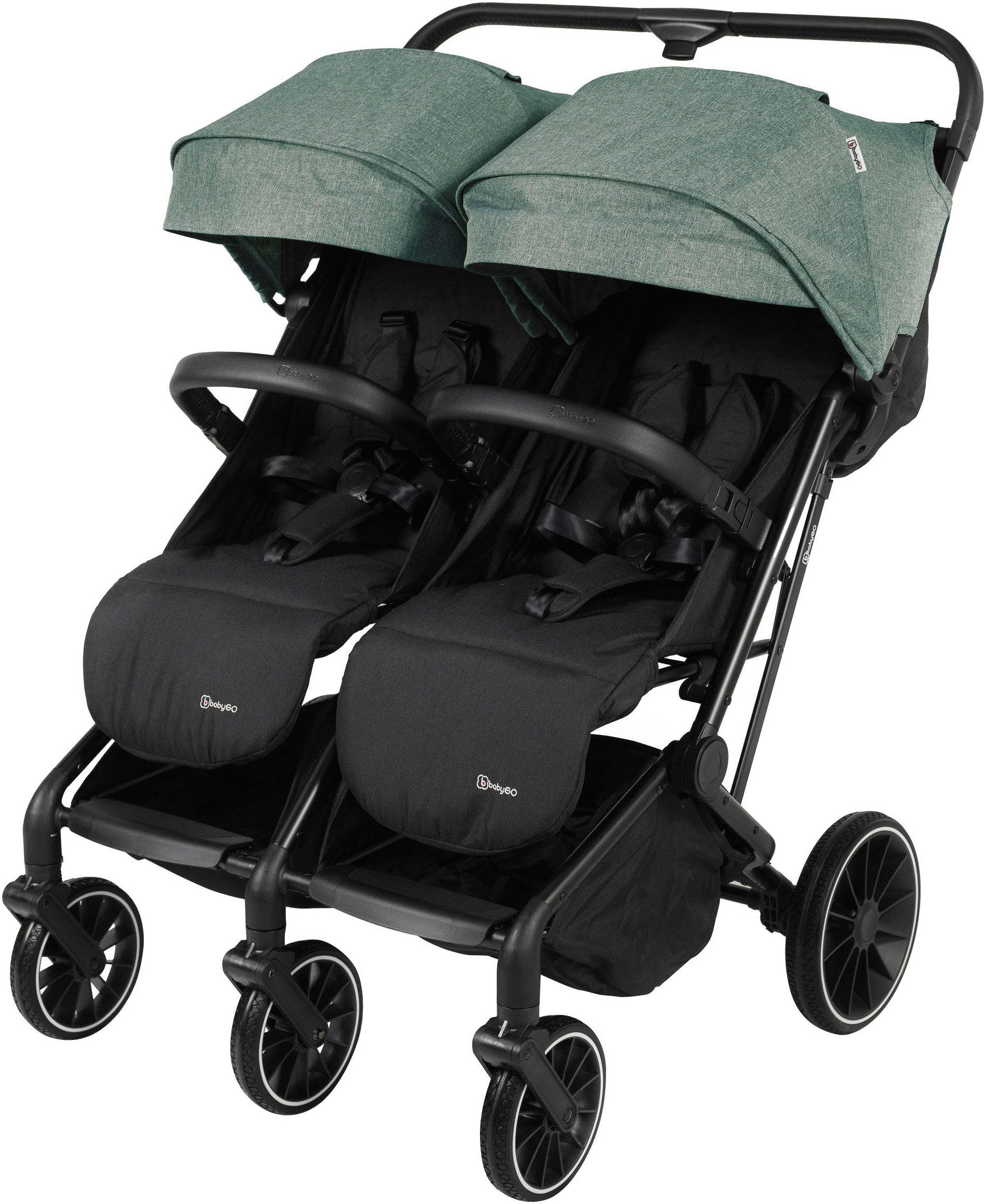 BabyGo Zwillingsbuggy Zwillingskinderwagen GOTwice, mit drei schwenkbaren Vorderrädern