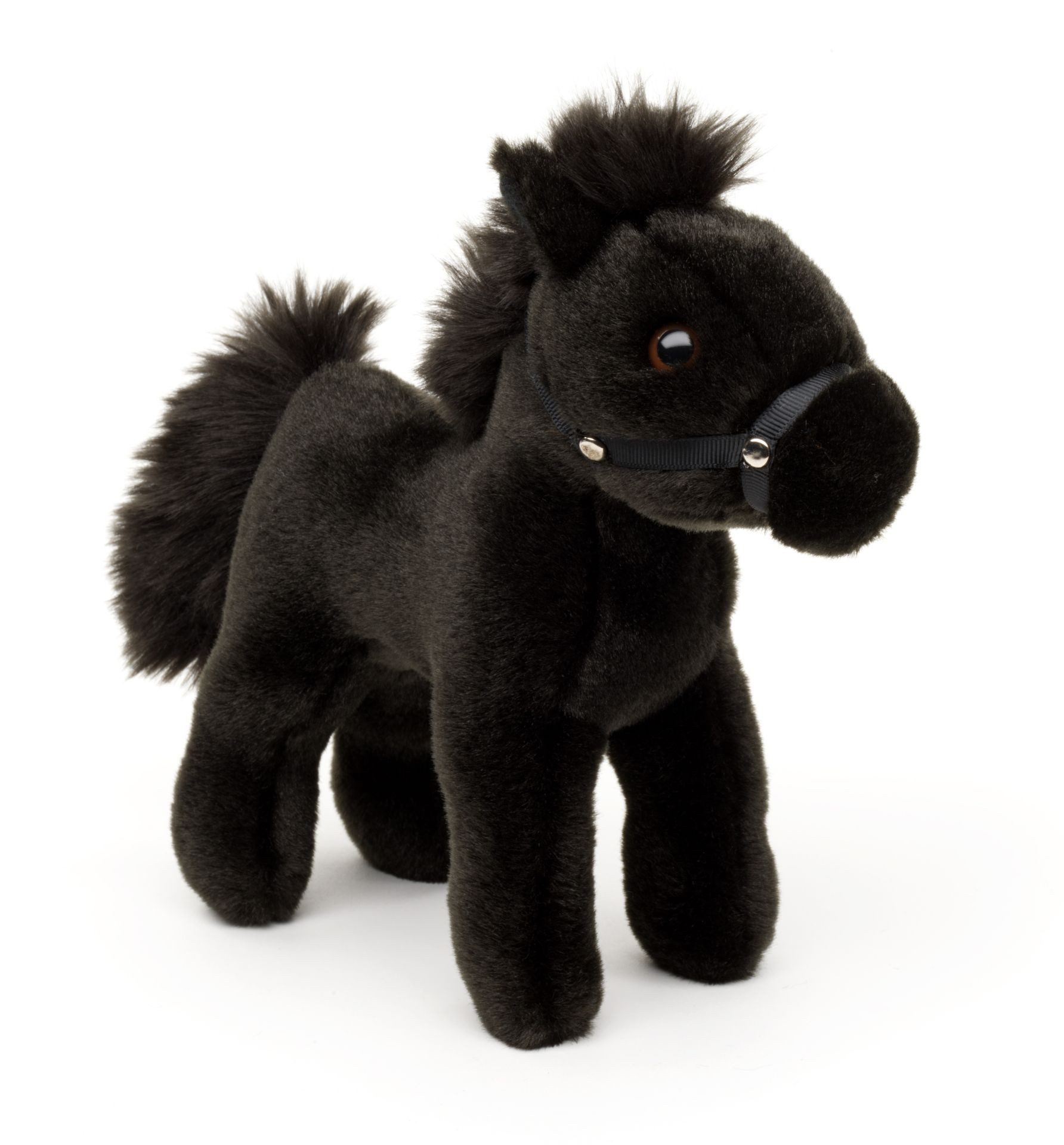 Teddys Rothenburg Kuscheltier Pferd stehend schwarz 22 cm Plüschpferd Stofftier (Stoffpferd Ponys Plüschpferd, Fohlen aus Plüsch)