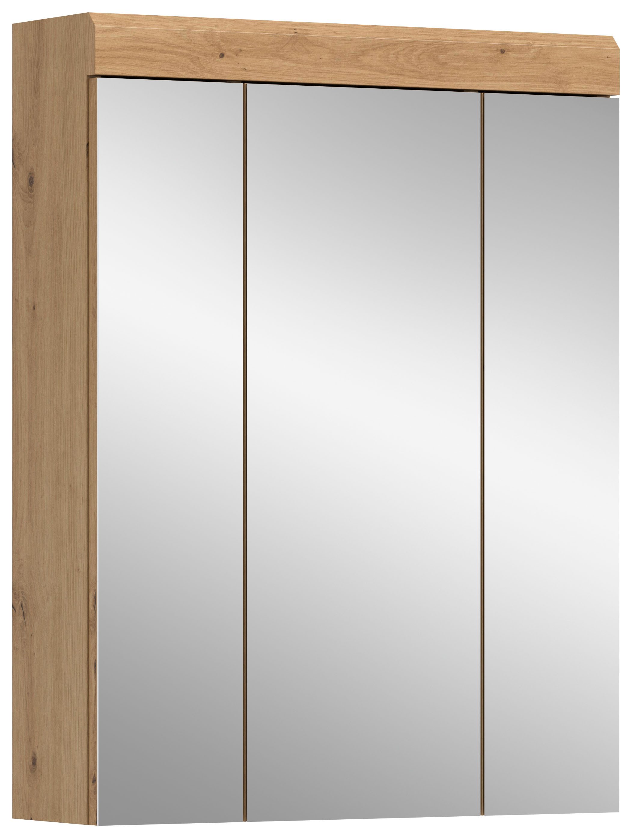 welltime Spiegelschrank SIENA, Breite 60cm, 3 Spiegeltüren, 9 Fächer, 6 Einlegeböden (TOPSELLER) in verschiedenen Farben erhältlich, Badmöbel, Badschrank, Schrank, Bad