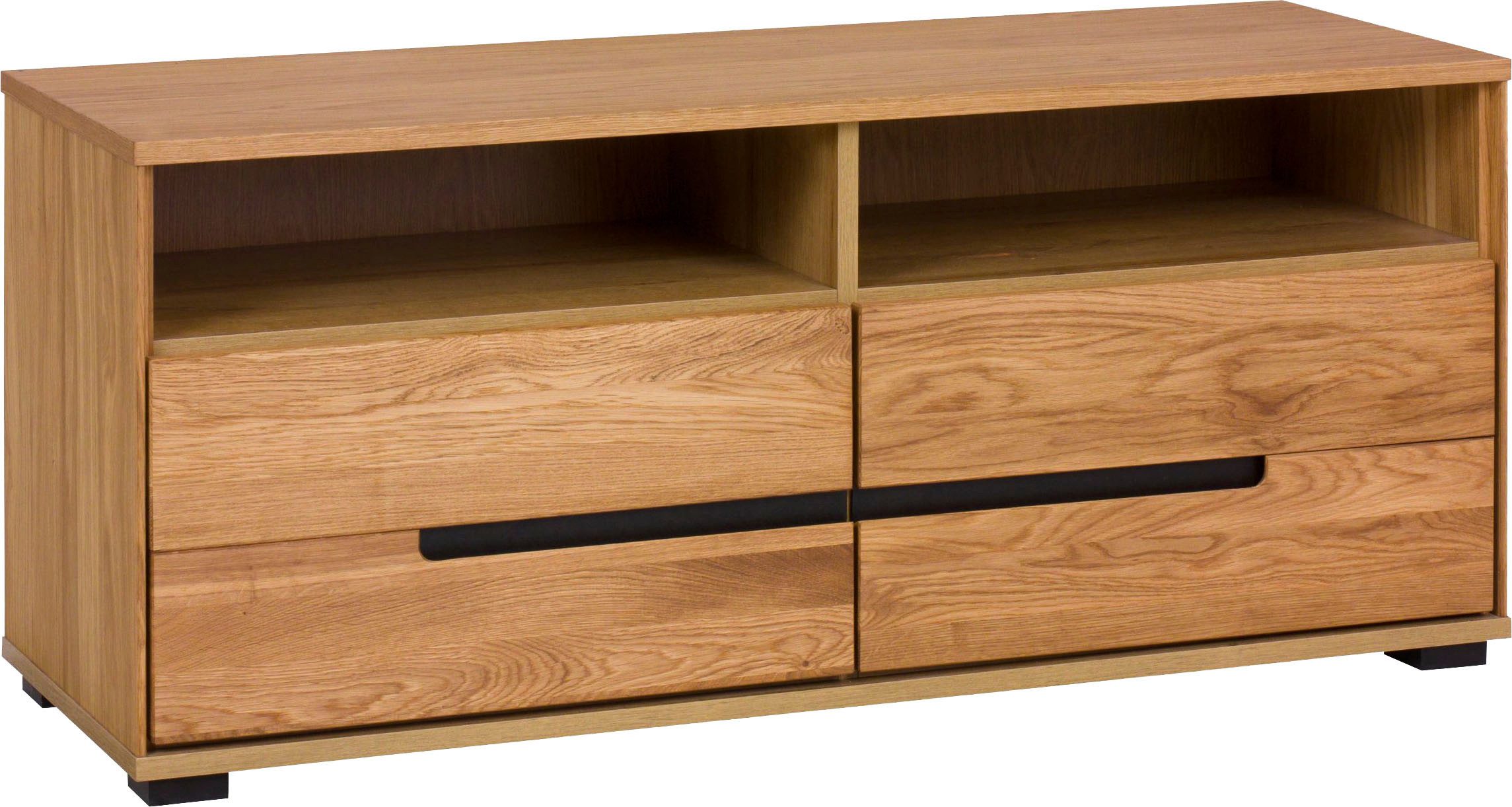 Home affaire Lowboard, Schuldaen mit Soft-Close-System, Schwarze Metallelemente