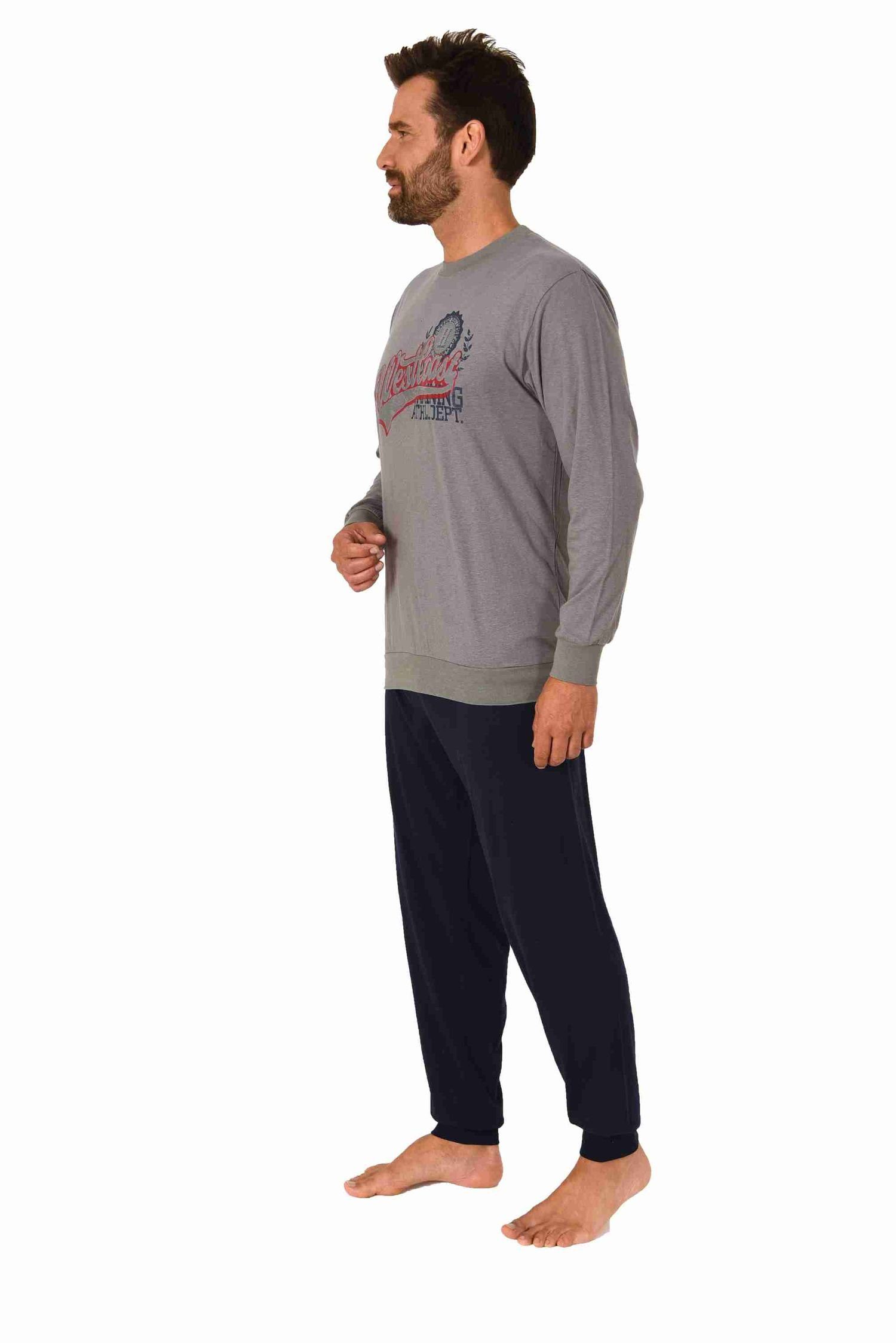 RELAX by Normann Pyjama Herren Schlafanzug langarm mit Bündchen in Optik - günstig online kaufen