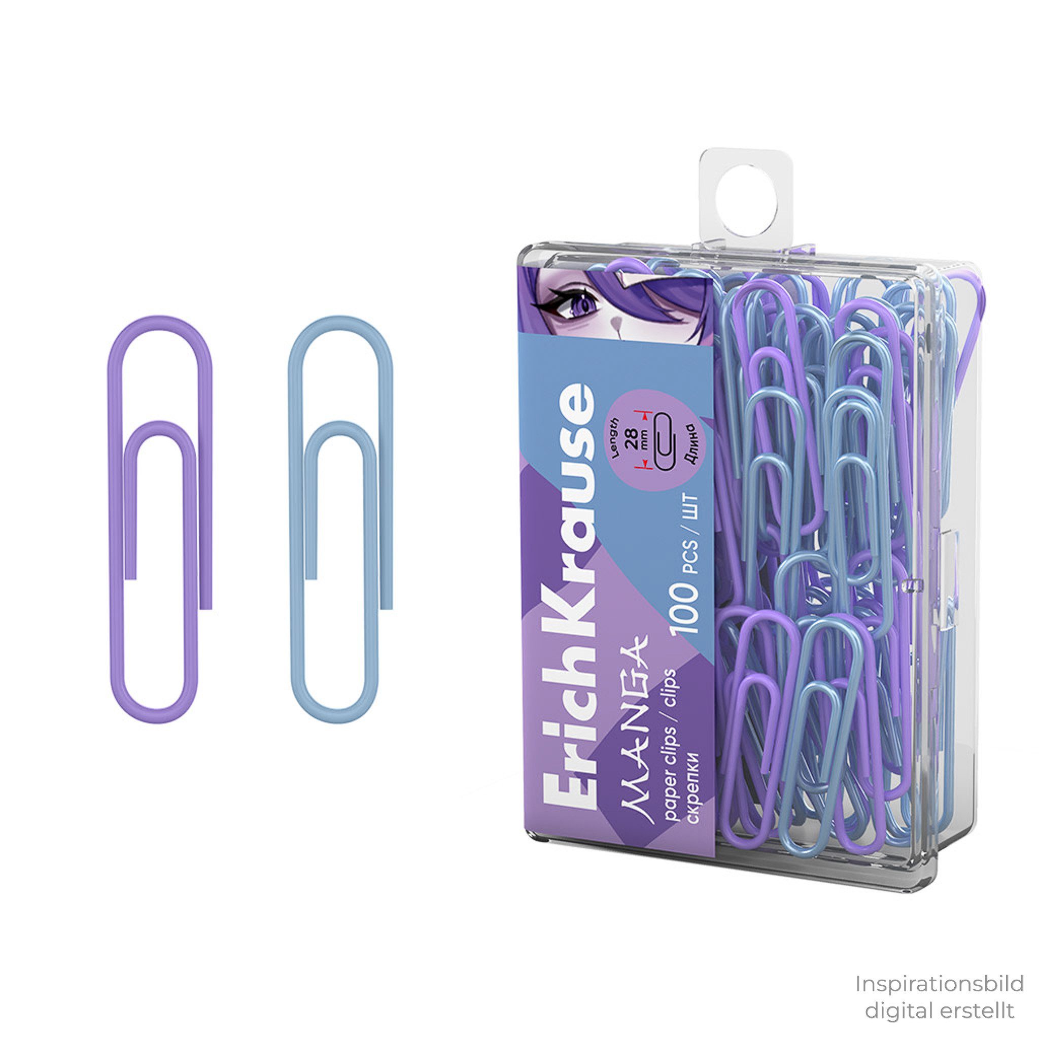 Erich Krause Büroklammer, Büroklammern 28mm Metall kratzfrei & extra stark 100 Stück Pastell