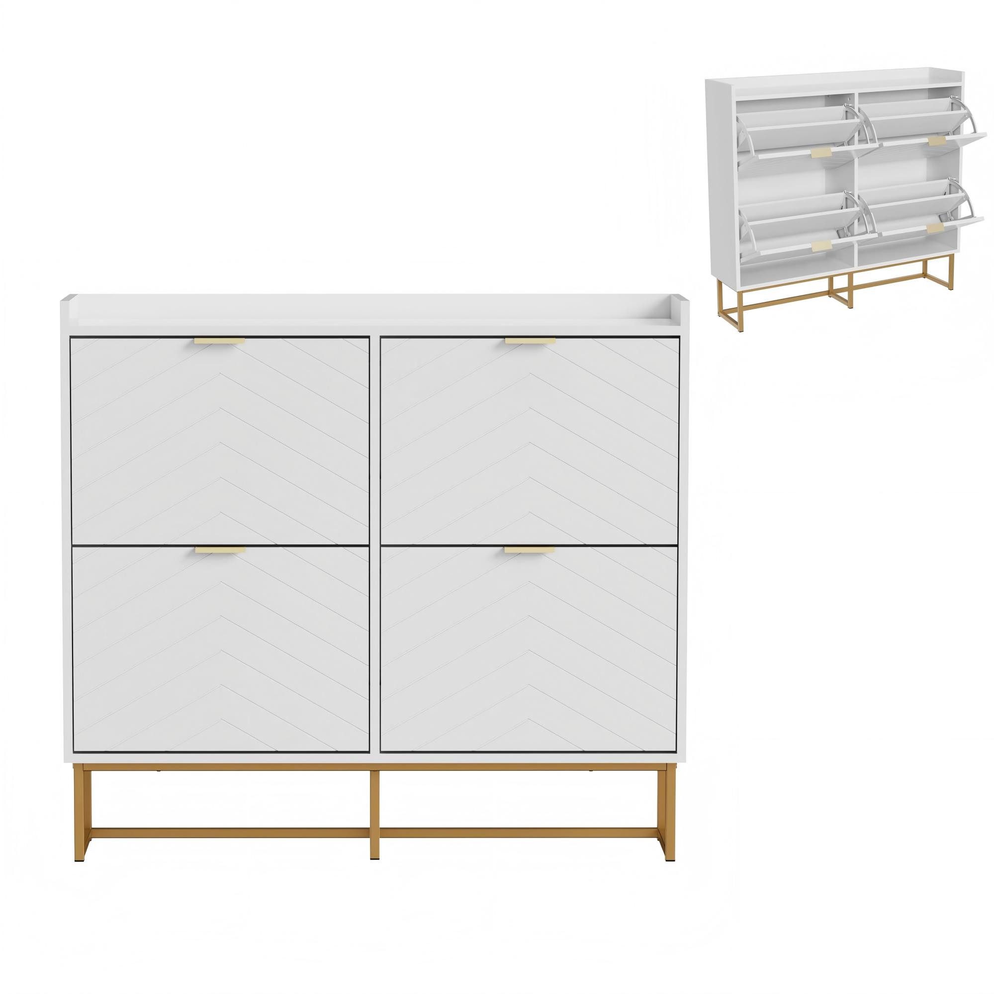 UEV Schuhschrank mit 4 Klappen, Schuhkipper Schmal, Schuhregal mit Metallfü günstig online kaufen