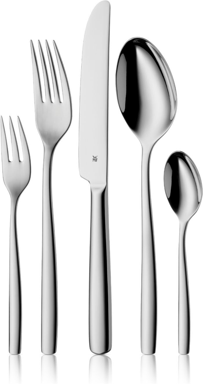 WMF Besteck-Set Palma in klassisch-stilsicherer Optik, ergonomisch, Wellenschliff (30-tlg), 6 Personen, Cromargan® Edelstahl Rostfrei 18/10, spülmaschinengeeignet, optimale Schärfe, hochwertiger Besteckkasten
