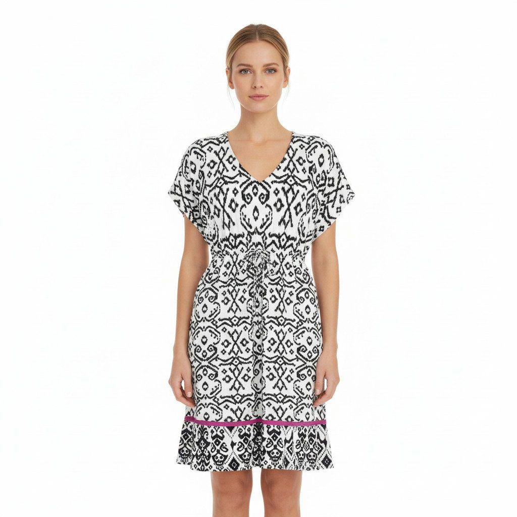 Ringella Sommerkleid im Ornamentdessin mit Tunnelzug und Bindeband aus weic günstig online kaufen