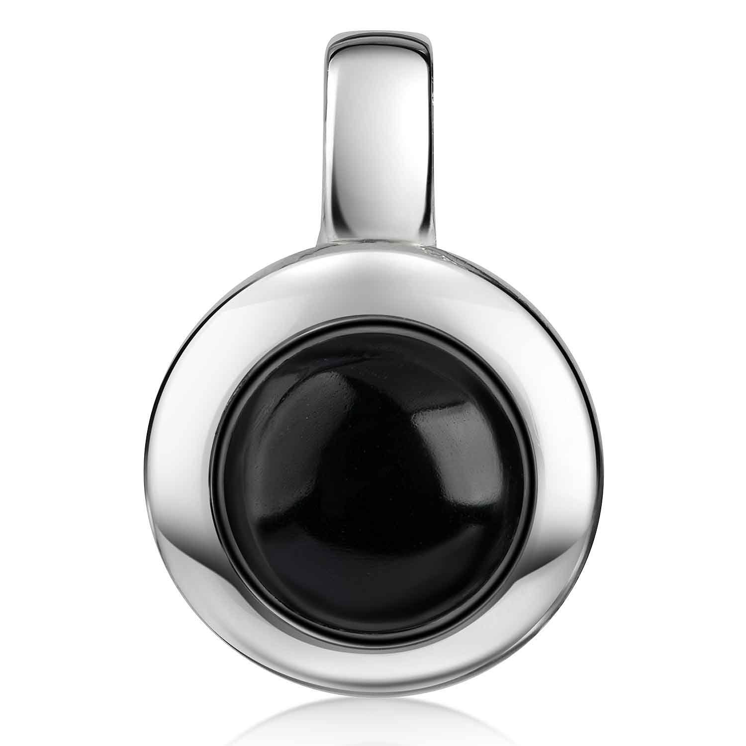 Materia Kettenanhänger Onyx Edelstein Anhänger Schwarz rund KA-38, 925 Sterling Silber