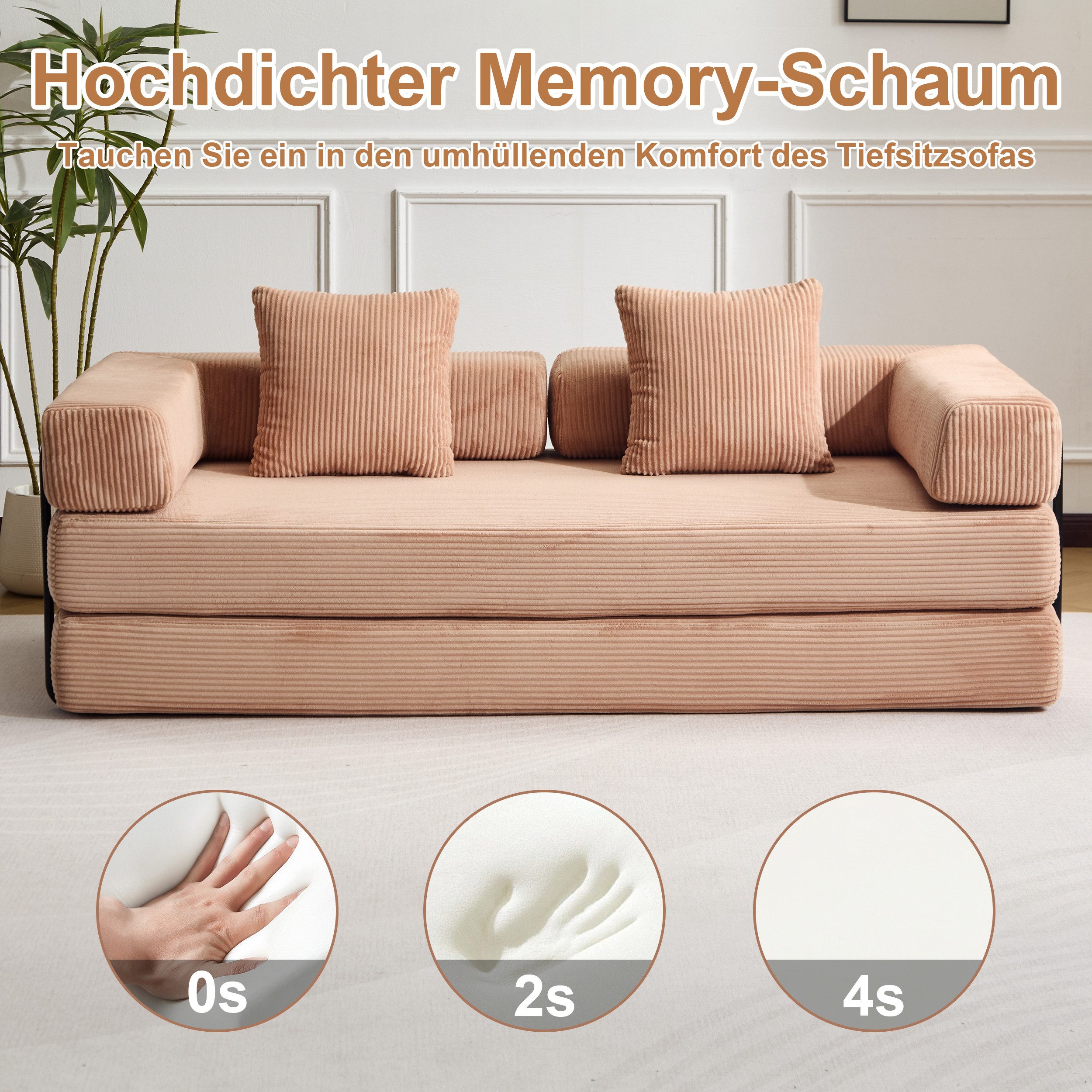 Leawin Sofa Faltbares Cord Schlafsofa, 4-in-1 günstig online kaufen