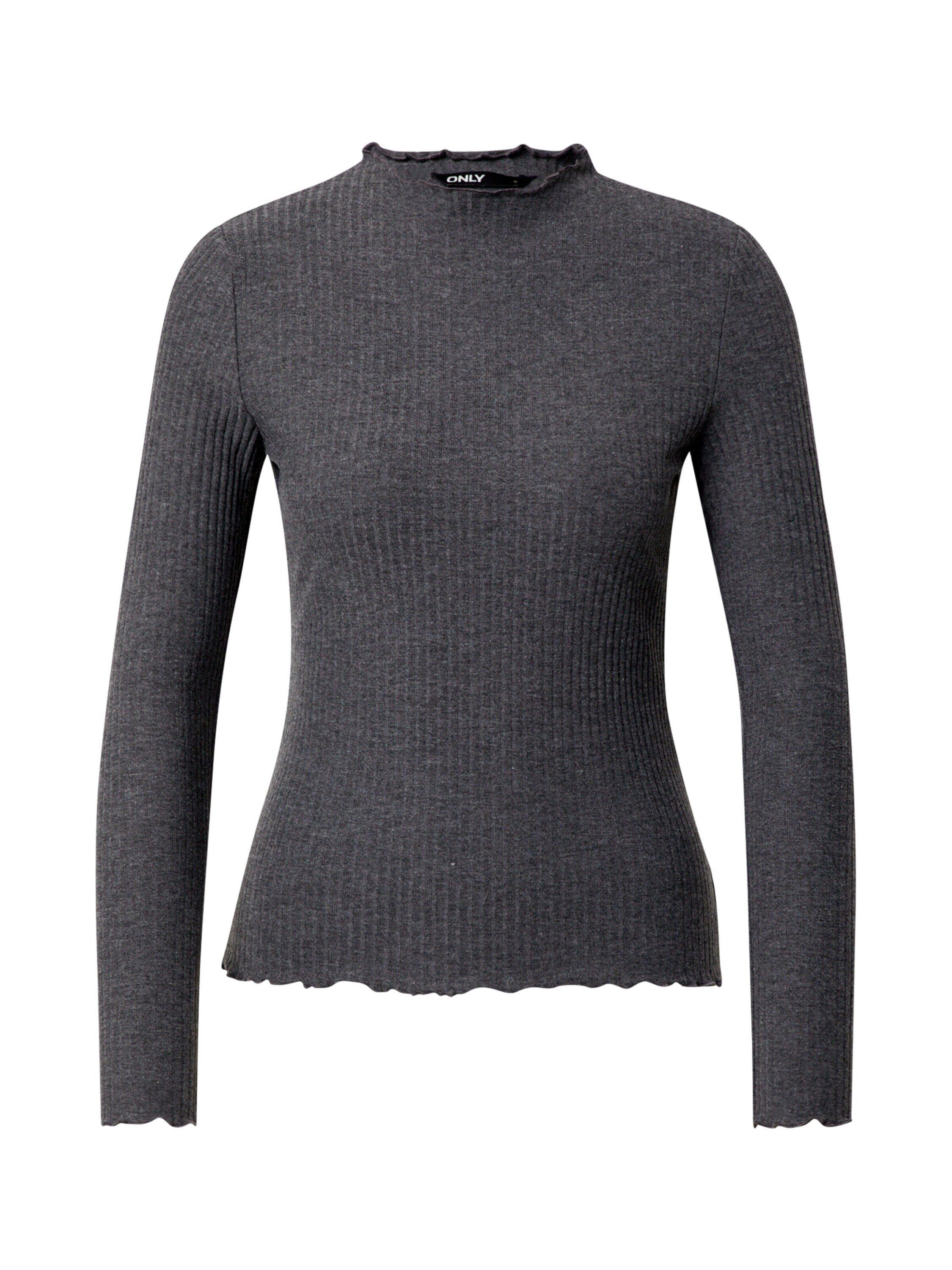 ONLY melange Emma grey dark Rüschen Weiteres Langarmshirt Detail, Details, (1-tlg) Plain/ohne