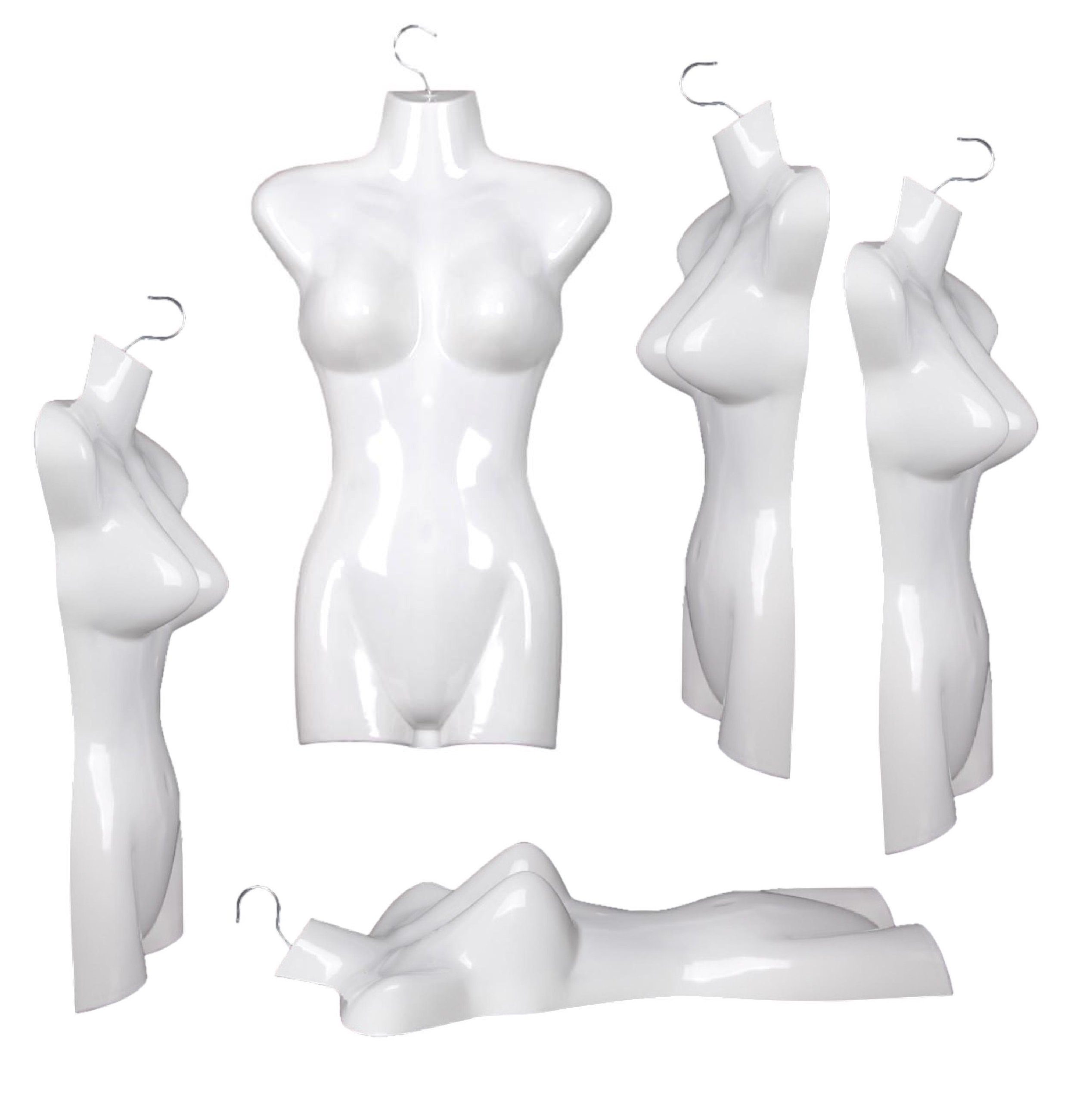 Schneiderbüste 5er Set Torso Weiblich - 66 cm Damentorso aus Kunststoff - Oberkörper