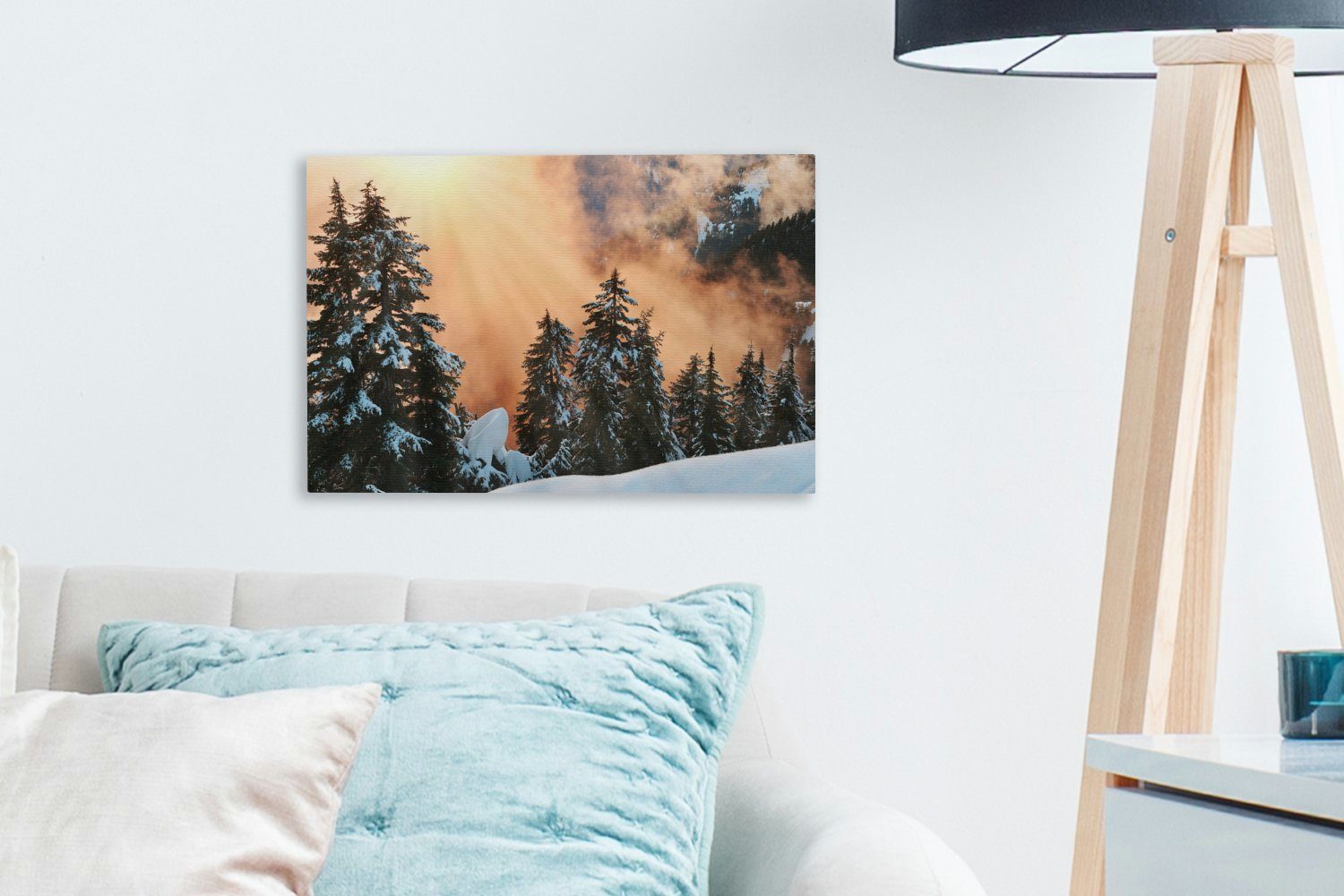 Leinwandbild am Mountain OneMillionCanvasses® (1 Wanddeko, bei Leinwandbilder, Kanada, in cm Aufhängefertig, Wandbild Grouse Sonnenuntergang St), den 30x20 Weihnachtsbäumen