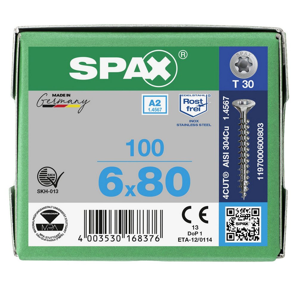 Thumbnail - SPAX Schraube SPAX 1197000600803 Holzschraube 6 mm 80 mm T-STAR plus Edelstahl A