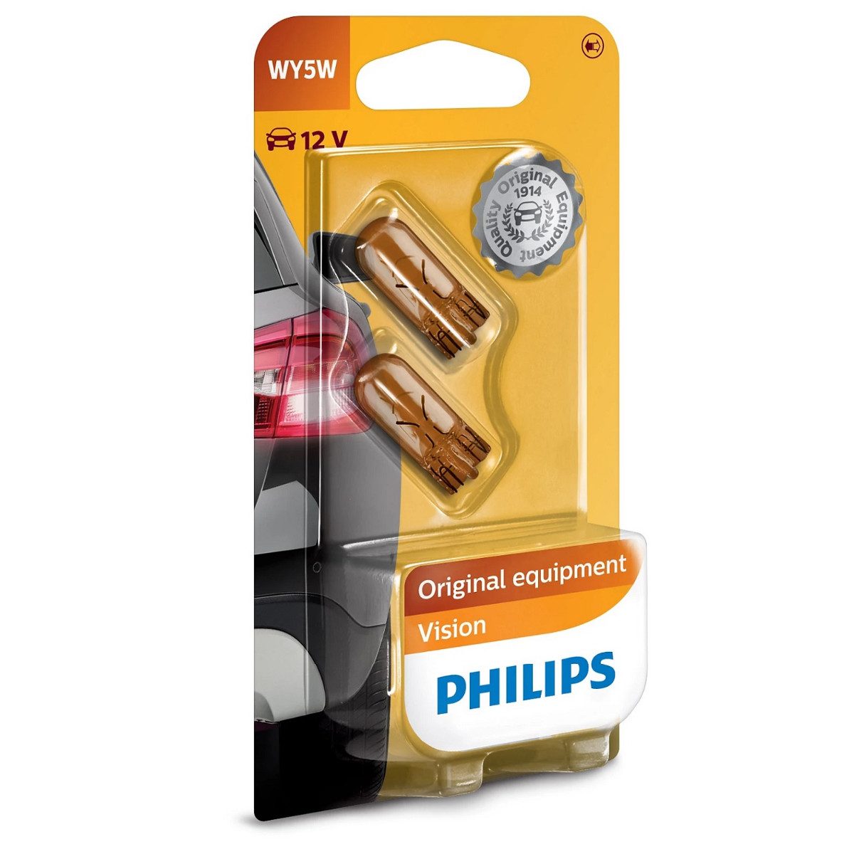 Philips KFZ-Ersatzleuchte WY5W, W2,1x9,5d, 2 St., Orange, Lange Lebensdauer bei geringer Leistungsaufnahme