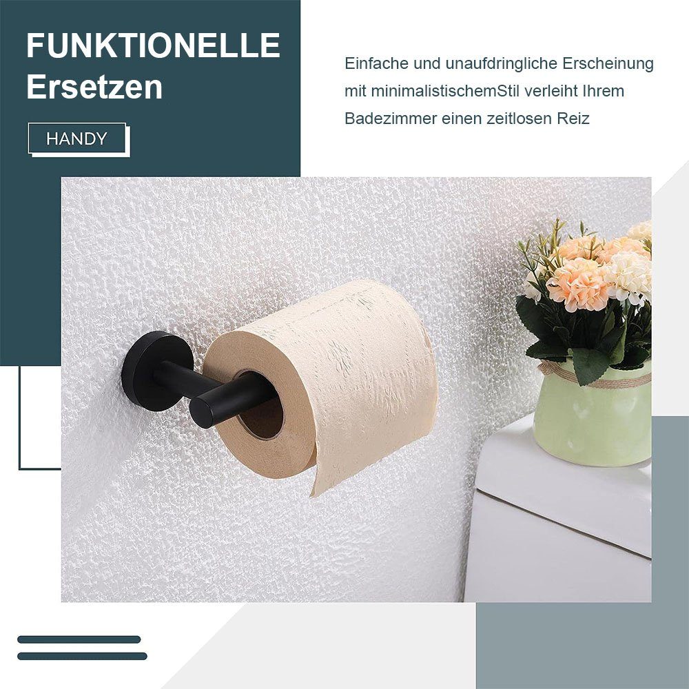Wandmontage. TUABUR Toilettenpapierhalter, Edelstahl, Deko-Wandregal Einfacher Schwarz
