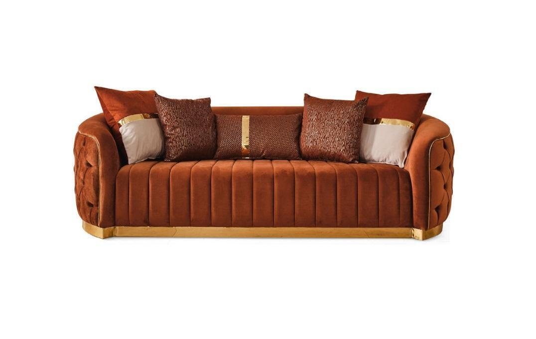 JVmoebel 3-Sitzer Orange Textil Sofa in 1 Europa Dreisitzer Made Samt, Moderne Couch Luxus Designer Teile