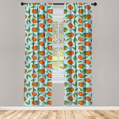 Gardine Vorhang für Wohnzimmer Schlafzimmer Dekor, Abakuhaus, Microfaser, Mandarine Mandarin Früchte und Blätter