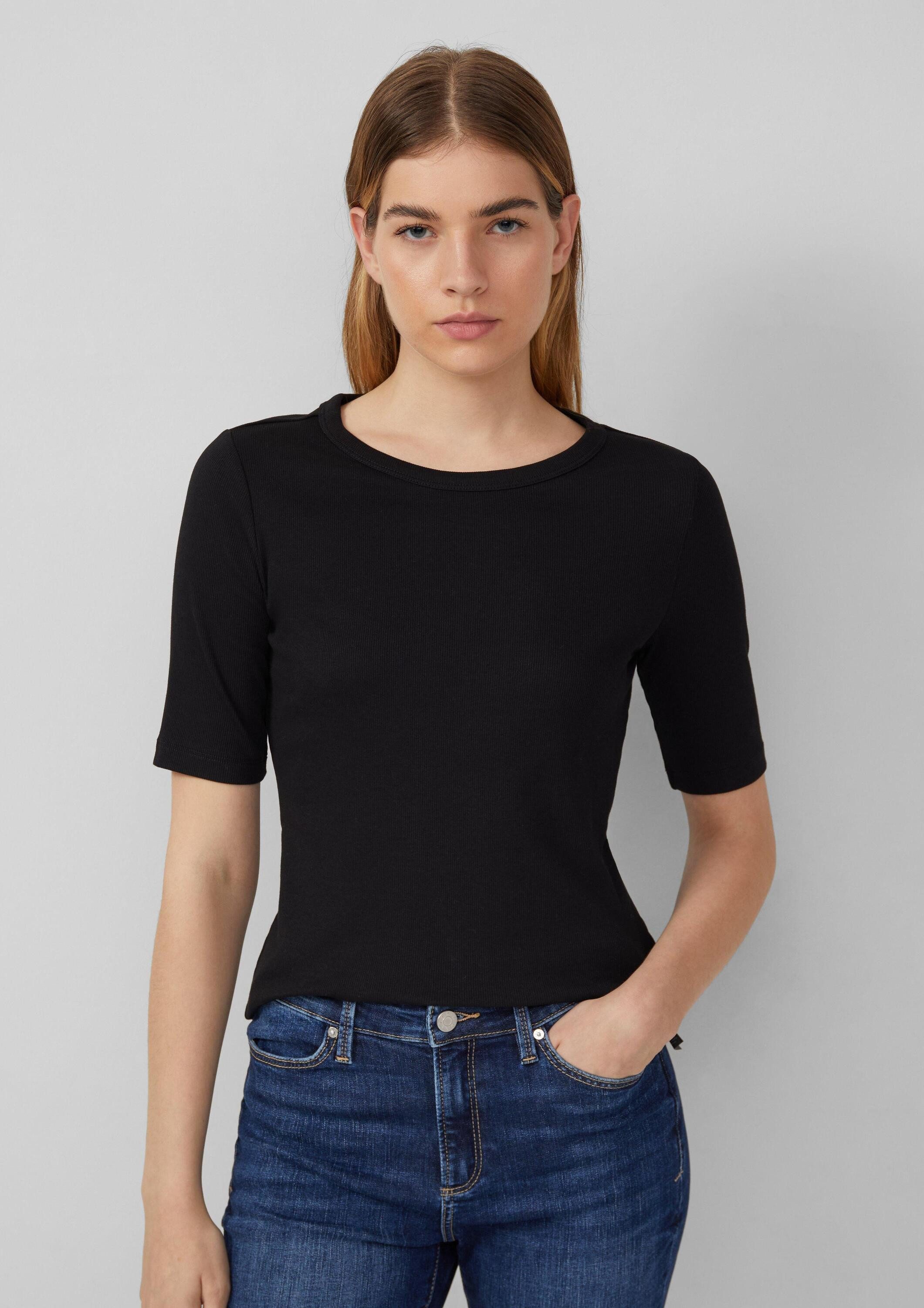 s.Oliver Kurzarmshirt T-Shirt Ripp-Shirt im Slim Fit (1-tlg)
