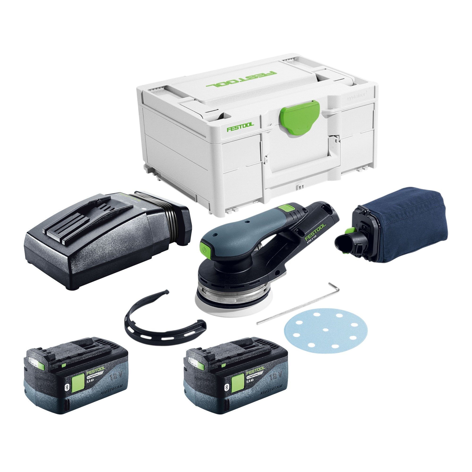 FESTOOL Akku-Exzenterschleifer ETSC 2 125-Basic Akku Exzenterschleifer 18 V 125 mm Brushless + 2x