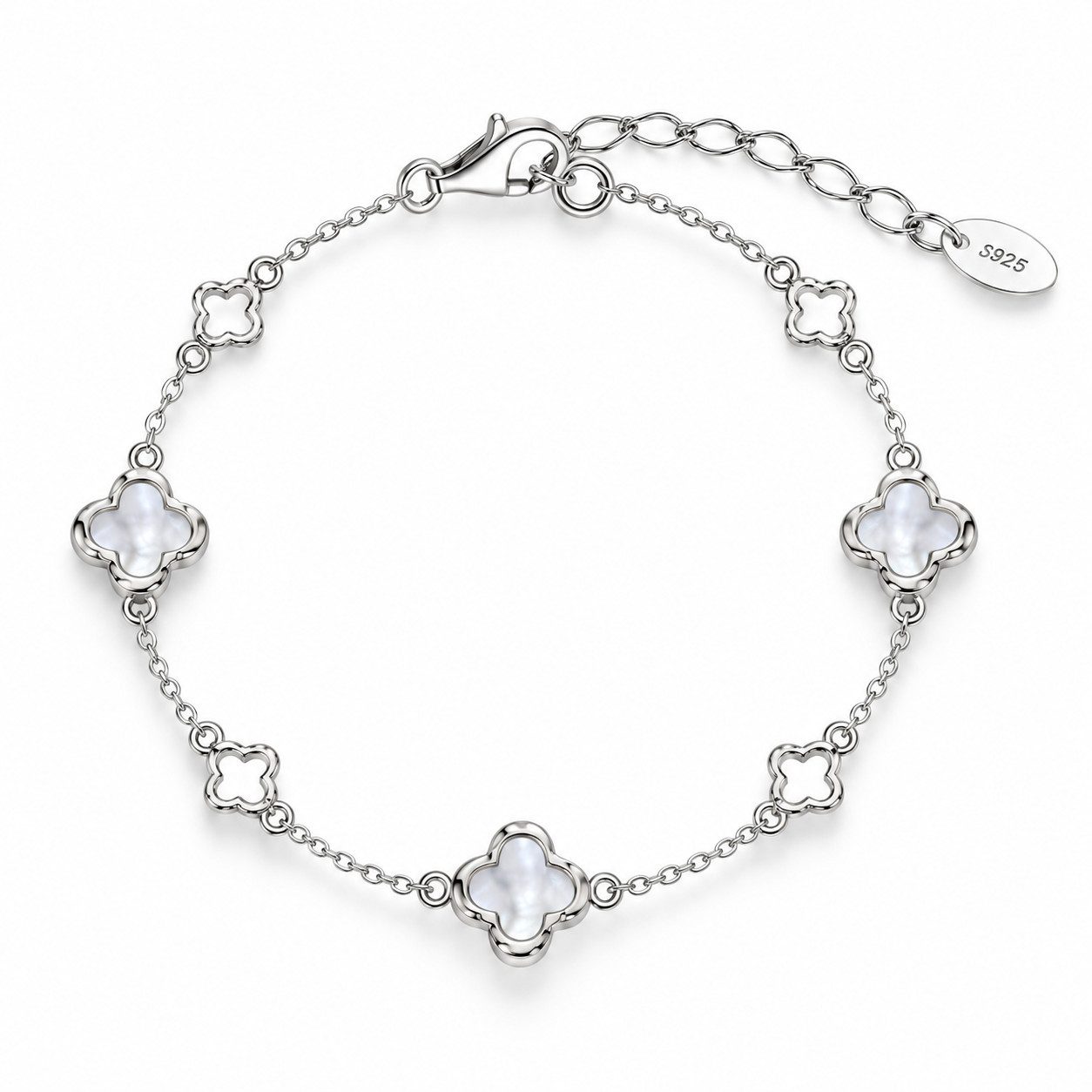 ROUGEMONT Silberkette Damen Kleeblatt Halskette 925 Sterling Silber Glücksbringer 45cm, Echtschmuck 925 Sterling Silber – Bild 3 von 5