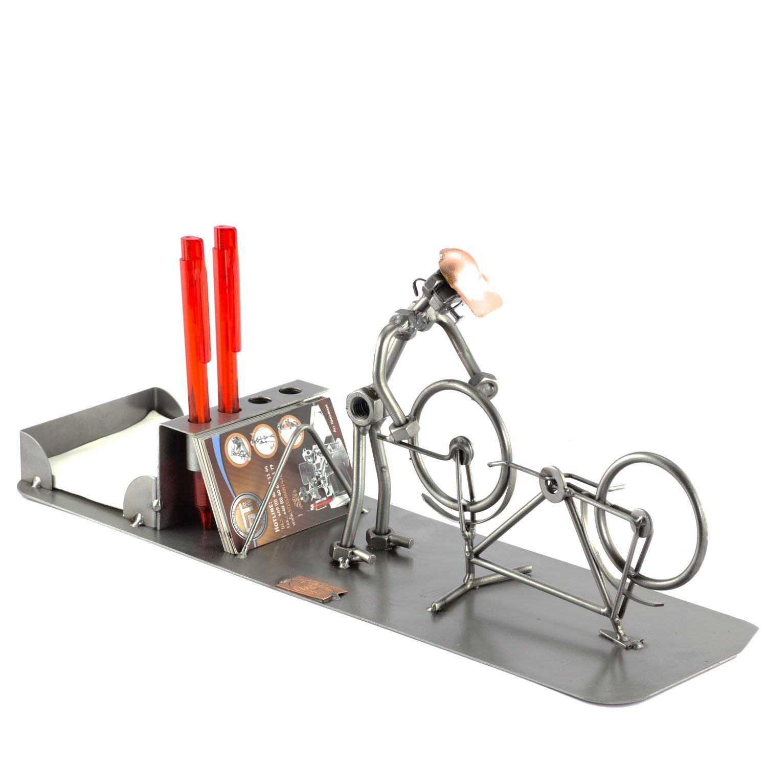 Steelman24 Dekofigur Fahrradmechaniker Schreibtisch Organizer