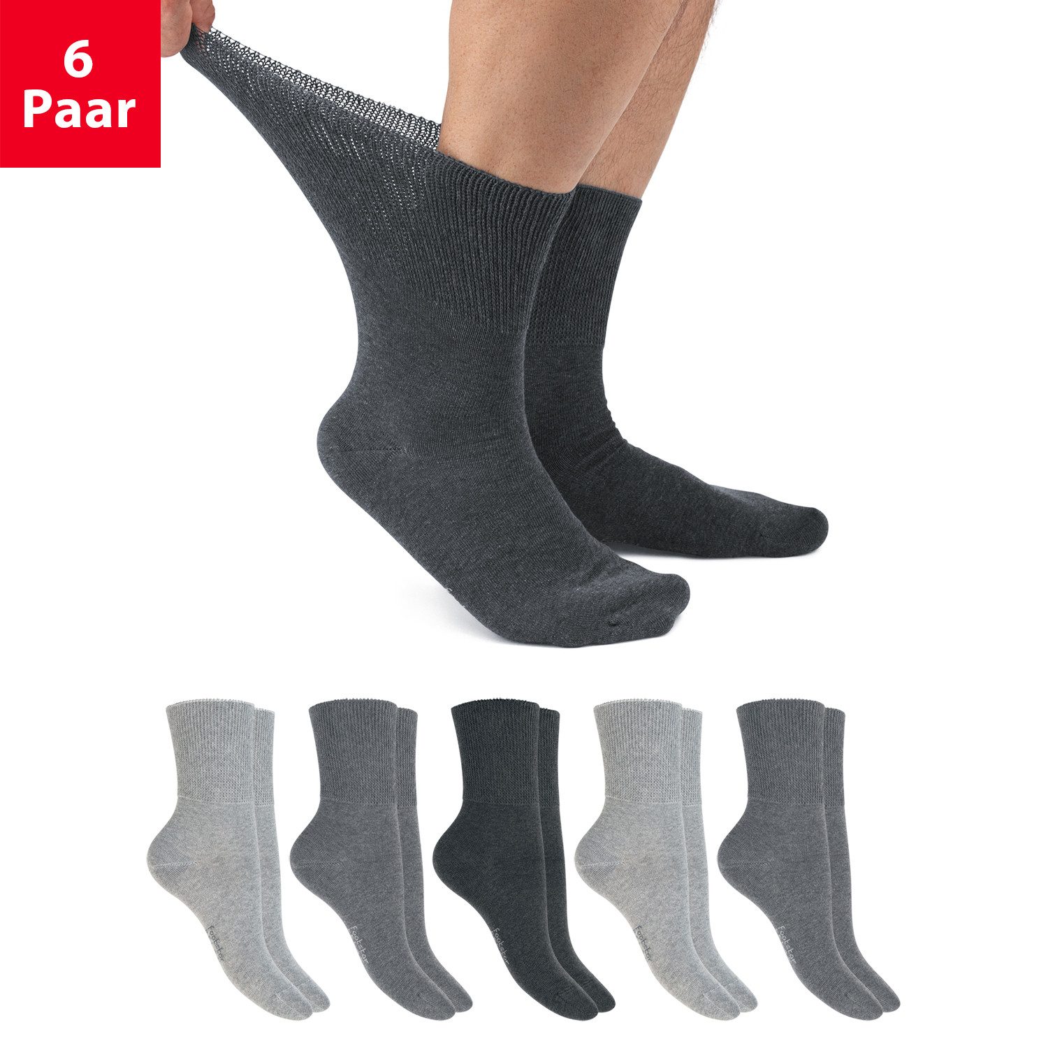 Footstar Gesundheitssocken Gesundheits Diabetiker Socken für Damen & Herren (6 Paar)