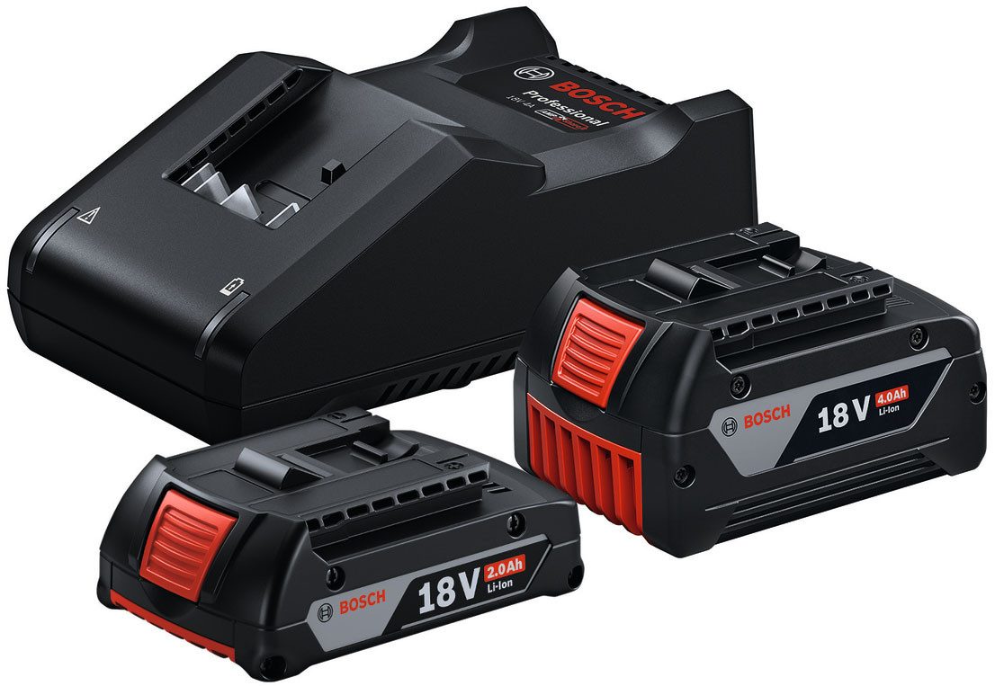 Bosch Professional GBA 18V Akku Starter-Set, 2 Akkus 2Ah und 4 Ah, inkl. Ladegerät