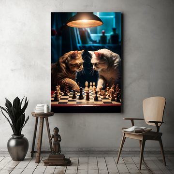 Hustling Sharks Leinwandbild Katze-Bild als XXL Leinwandbild "Final Match" - exklusives Tierbild, in 7 unterschiedichen Größen verfügbar