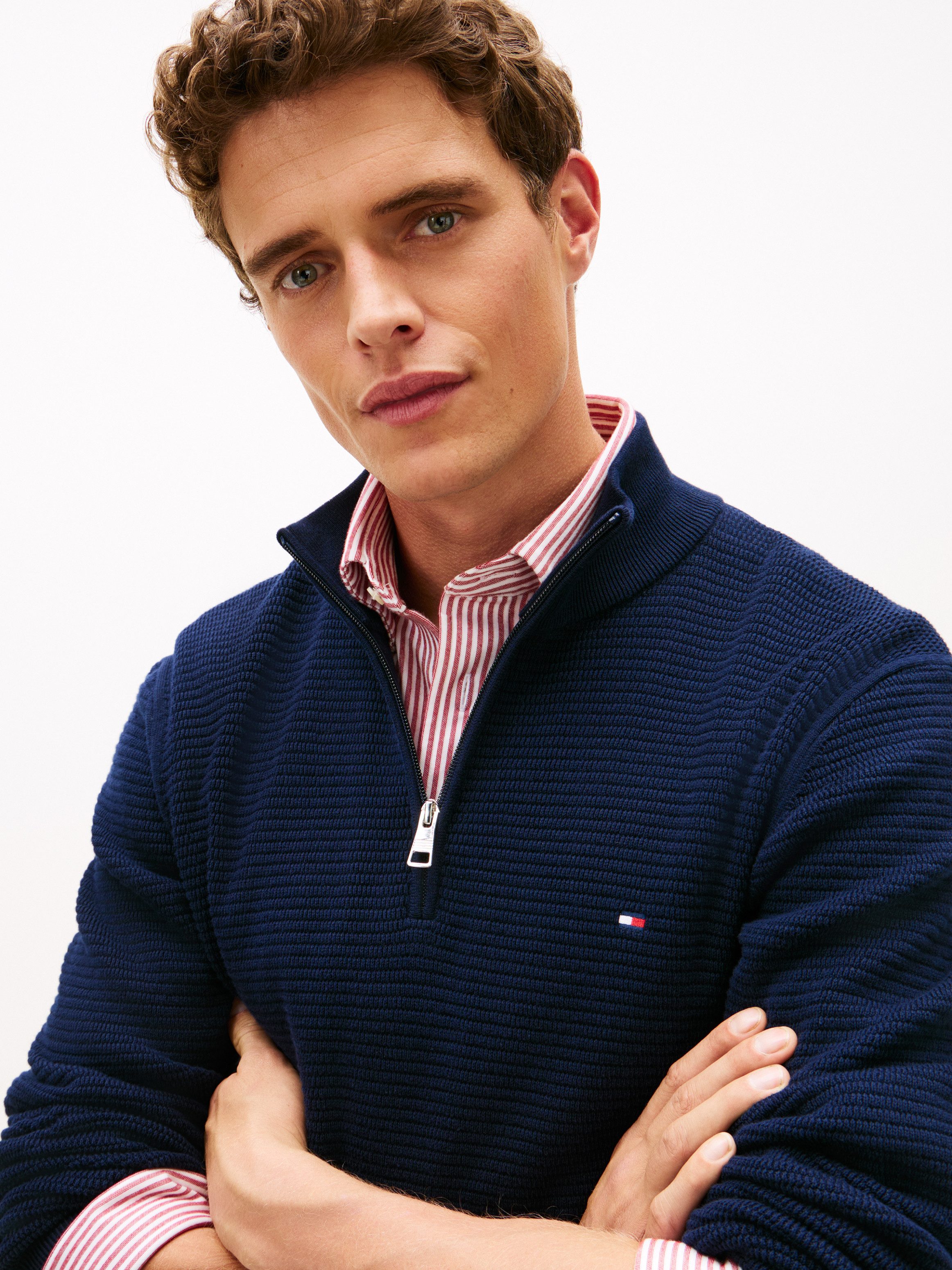 Tommy Hilfiger Strickpullover SEASONAL STRUCTURE ZIP MOCK Regular fit mit T günstig online kaufen