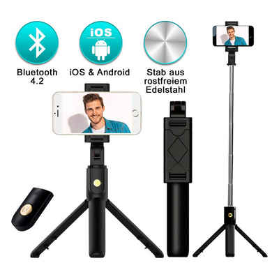 EAXUS 3in1 Selfie Stick SHARPIX - Handystativhalter mit Bluetooth-Auslöser Dreibeinstativ (für Handy & Smartphone, 270° neigbar, ausfahrbare Teleskopstange)