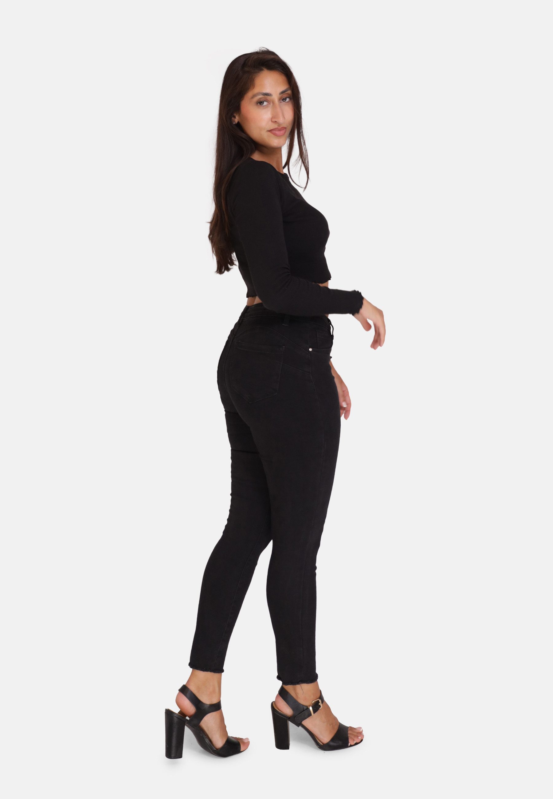 Elara Stretch-Hose — Damen Skinny Jeans mit 5-Pocket-Design und Fransensaum – Bild 2 von 4