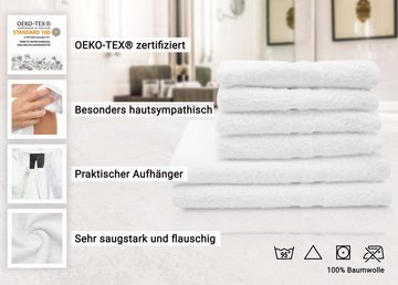 ZOLLNER Handtuch Set, Walkfrottier, (6-tlg), 100% Baumwolle, vom Hotelwäschespezialisten, mit Bordürenstreifen