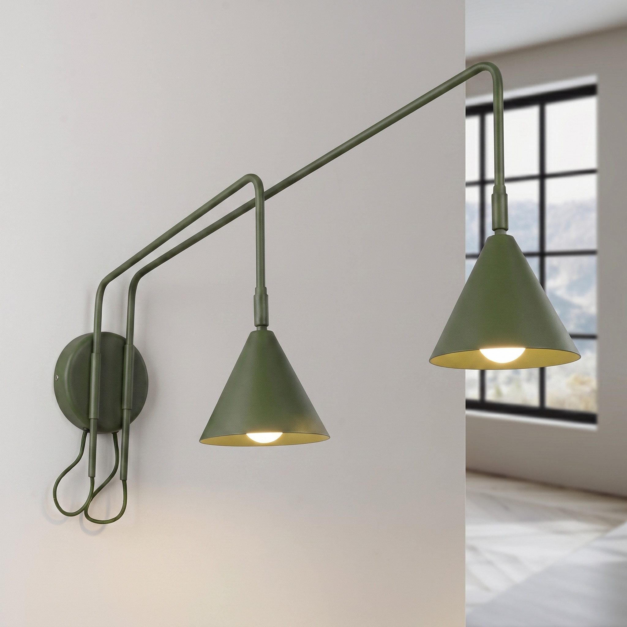 SOLLUX lighting Wandleuchte Wandleuchte NOX 2 olivgrün mit einem Schalter, Nicht enthalten