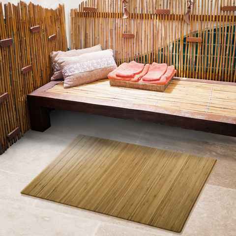 Badematte Bambusmatte Emily, Teppich Bambus, Bambusteppich fürs Wohnzimmer Karat, Höhe 8 mm, Robust, Strapazierfähig, Langlebig, Stabil, Bambus, Rechteckig, rutschhemmender Rücken