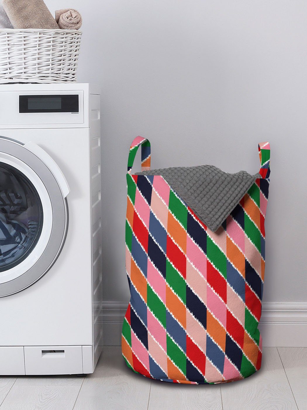 geometrisch Abakuhaus für Parallelogramm-Blöcke Wäschesäckchen Wäschekorb Kordelzugverschluss Griffen Waschsalons, mit