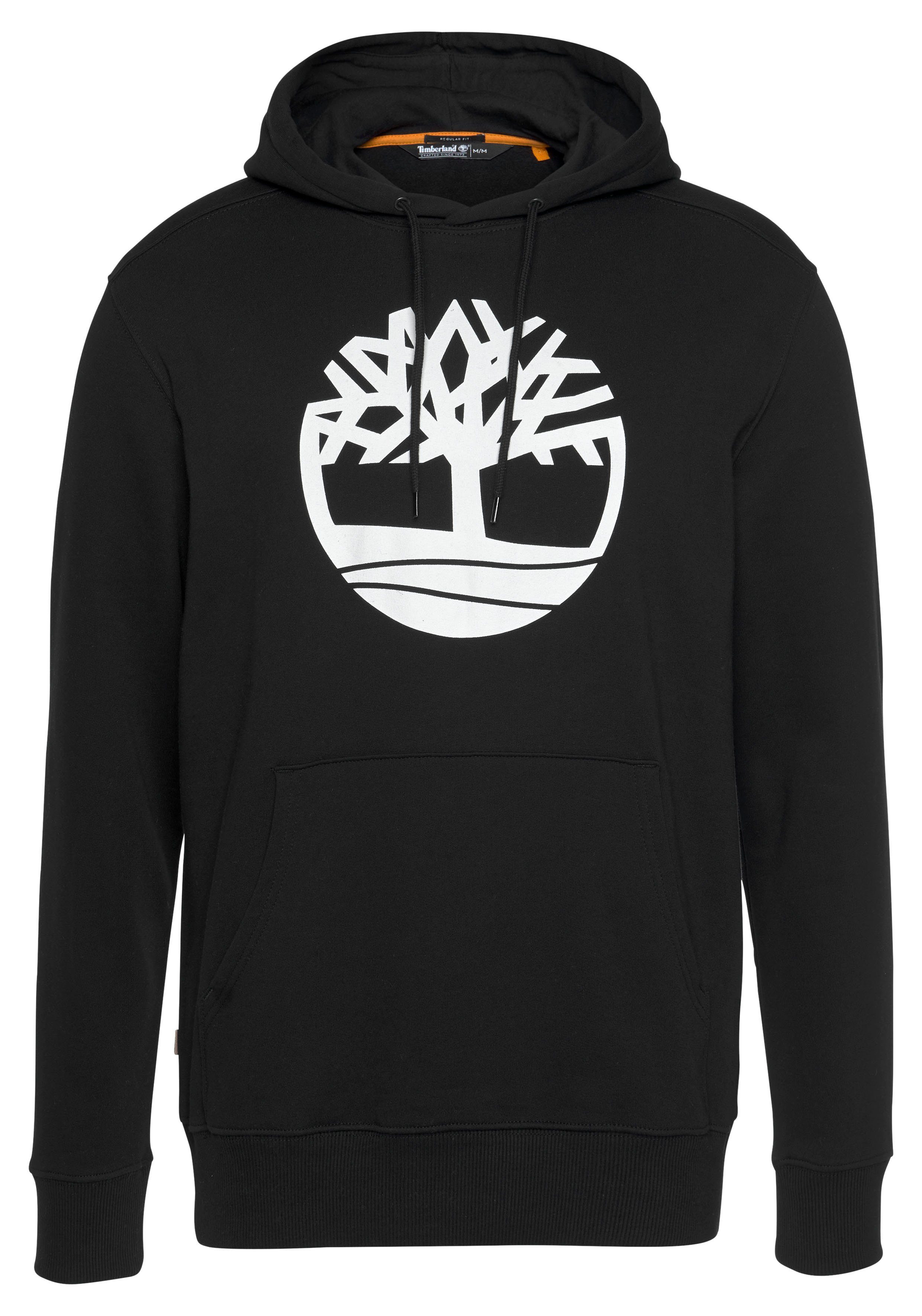 schwarz Timberland Hoodie Pull Kapuzensweatshirt Logo Over Core Tree