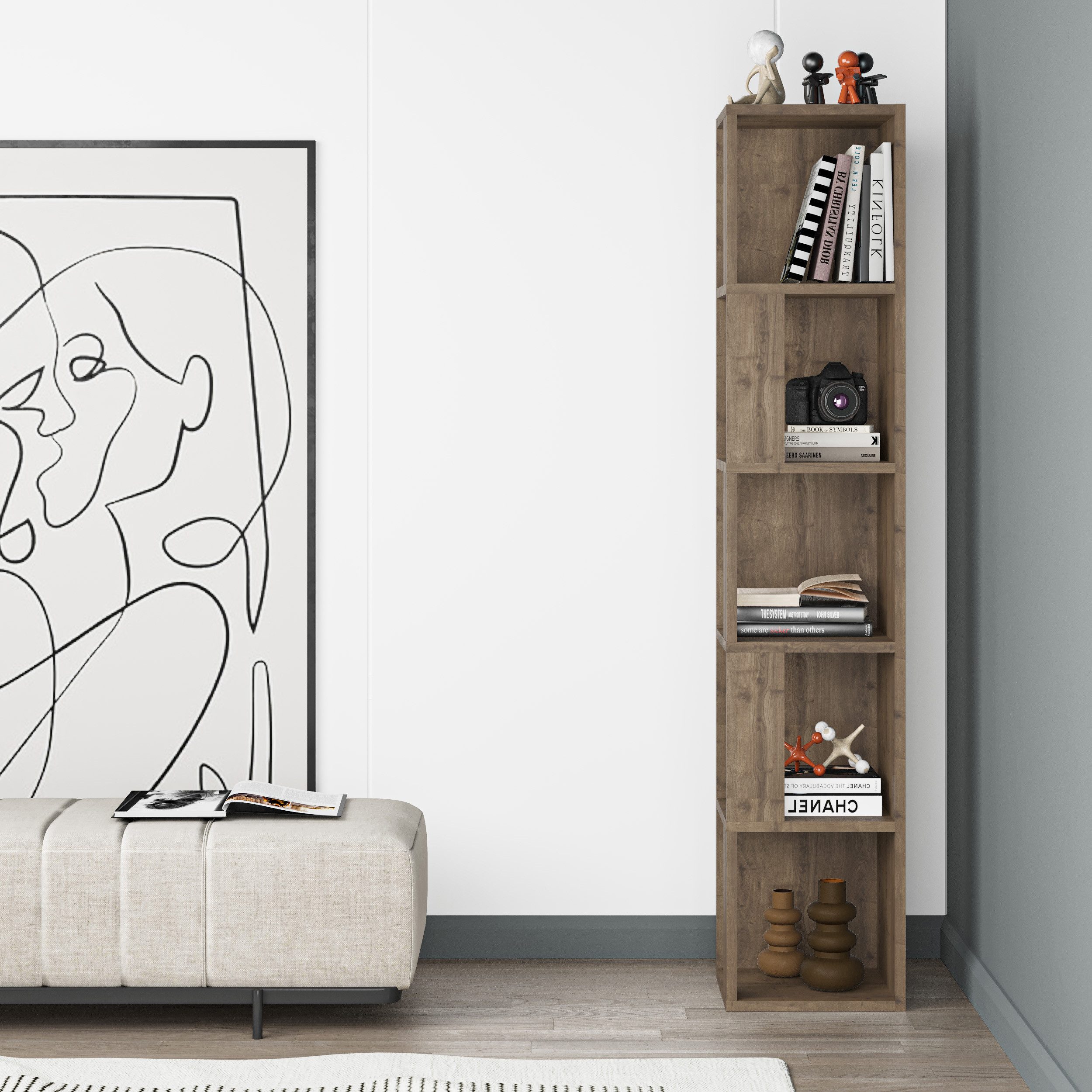 Decortie Bücherregal Piano, Modernes Eck-Bücherregal Vitrine, 31,4 x 31,4 x günstig online kaufen