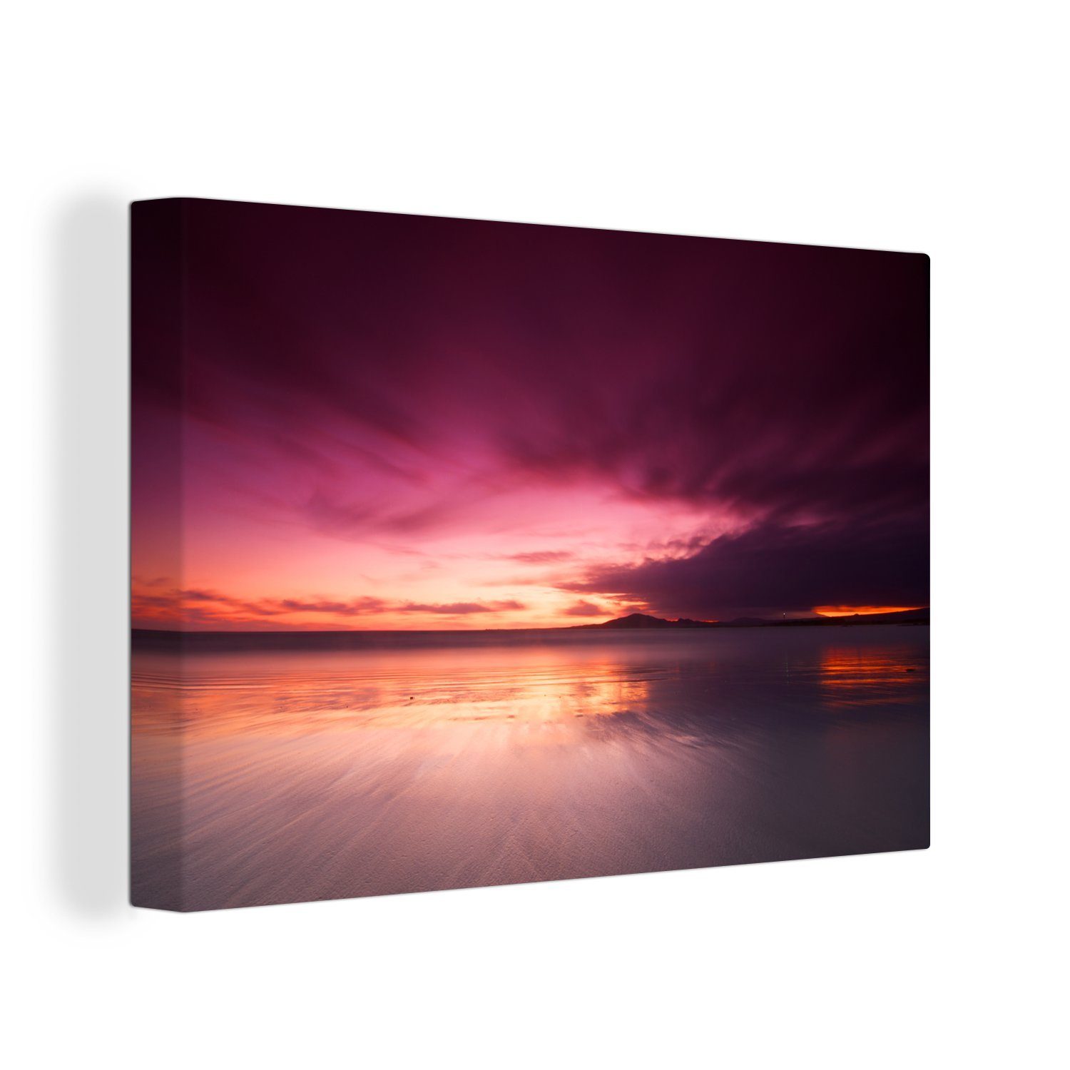 OneMillionCanvasses® Leinwandbild Galapagos-Inseln bei Ecuador mit rotem Sonnenuntergang, (1 St), Wandbild Leinwandbilder, Aufhängefertig, Wanddeko, 30x20 cm