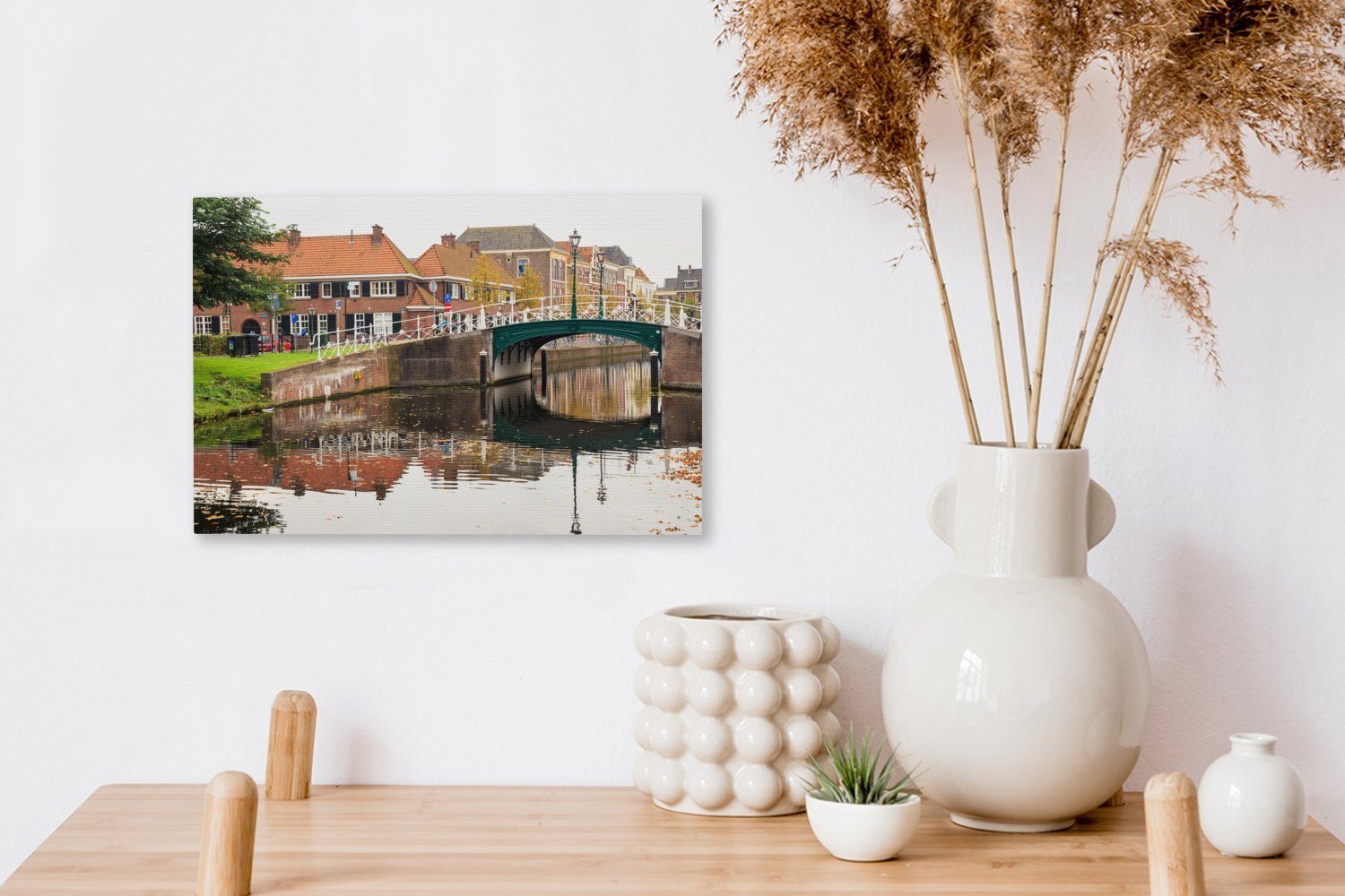Leiden (1 St), 30x20 - Wanddeko, Leinwandbilder, Aufhängefertig, Leinwandbild cm OneMillionCanvasses® Haus, Wasser - Wandbild