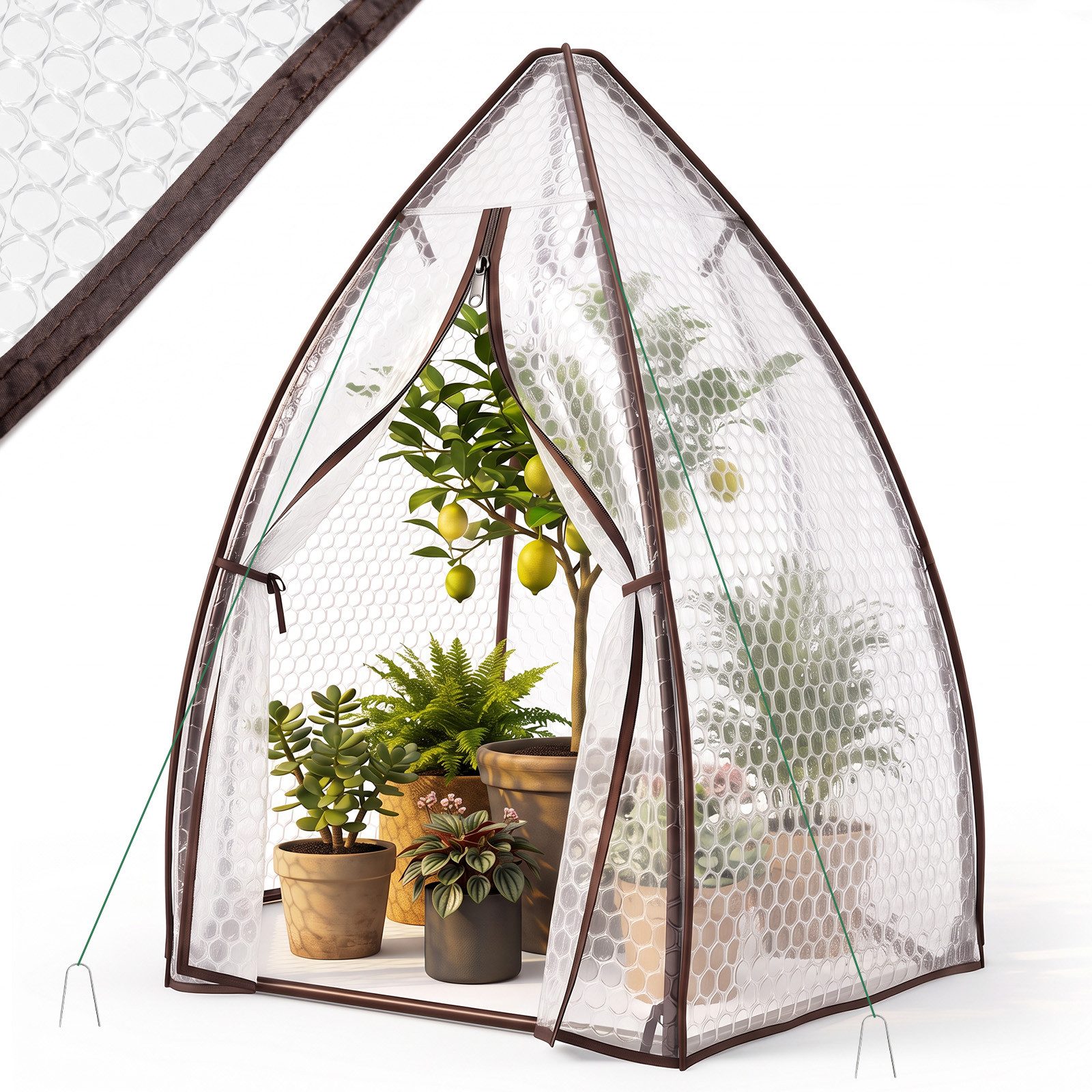 Sekey Foliengewächshaus 160 x 160 x 180 cm Gewächshaus Tomatengewächshaus Überwinterungszelt, 140 g/m² Luftpolsterfolie Isolierendes Foliengewächshaus Winterschutz