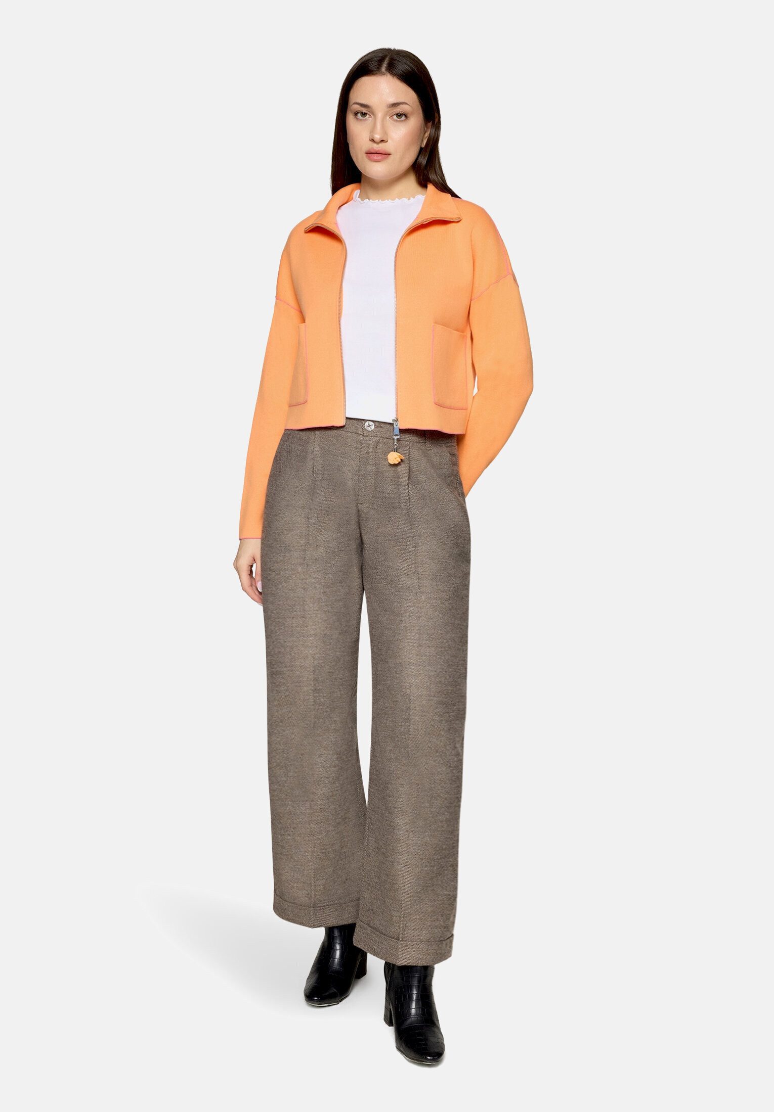 Cartoon Strickjacke Damen mit Stehkragen (1-tlg)