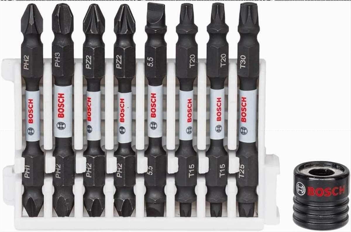 Bohrer- und Bitset 9tlg. Doppelschrauber Bit Set Impact Control, T/PZ/PH/SL- L 65mm