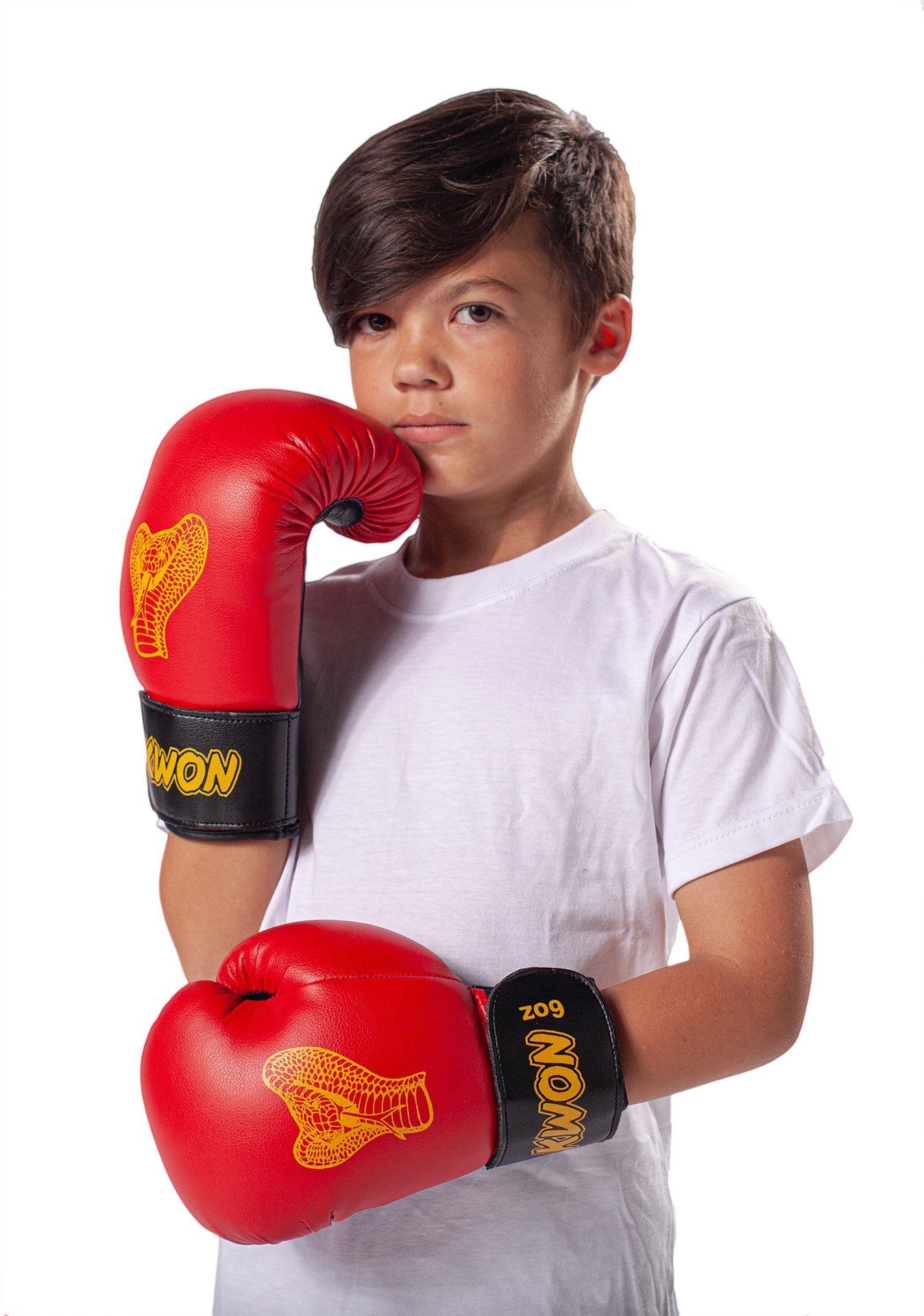 KWON Boxhandschuhe Cobra Kinder 6 Schlagtraining Boxen klein Junior am Unzen, 6 Einsteiger, und Kickboxen Kids Unzen (Paar), Sandsack/Pratze Boxen Box-Handschuhe rot