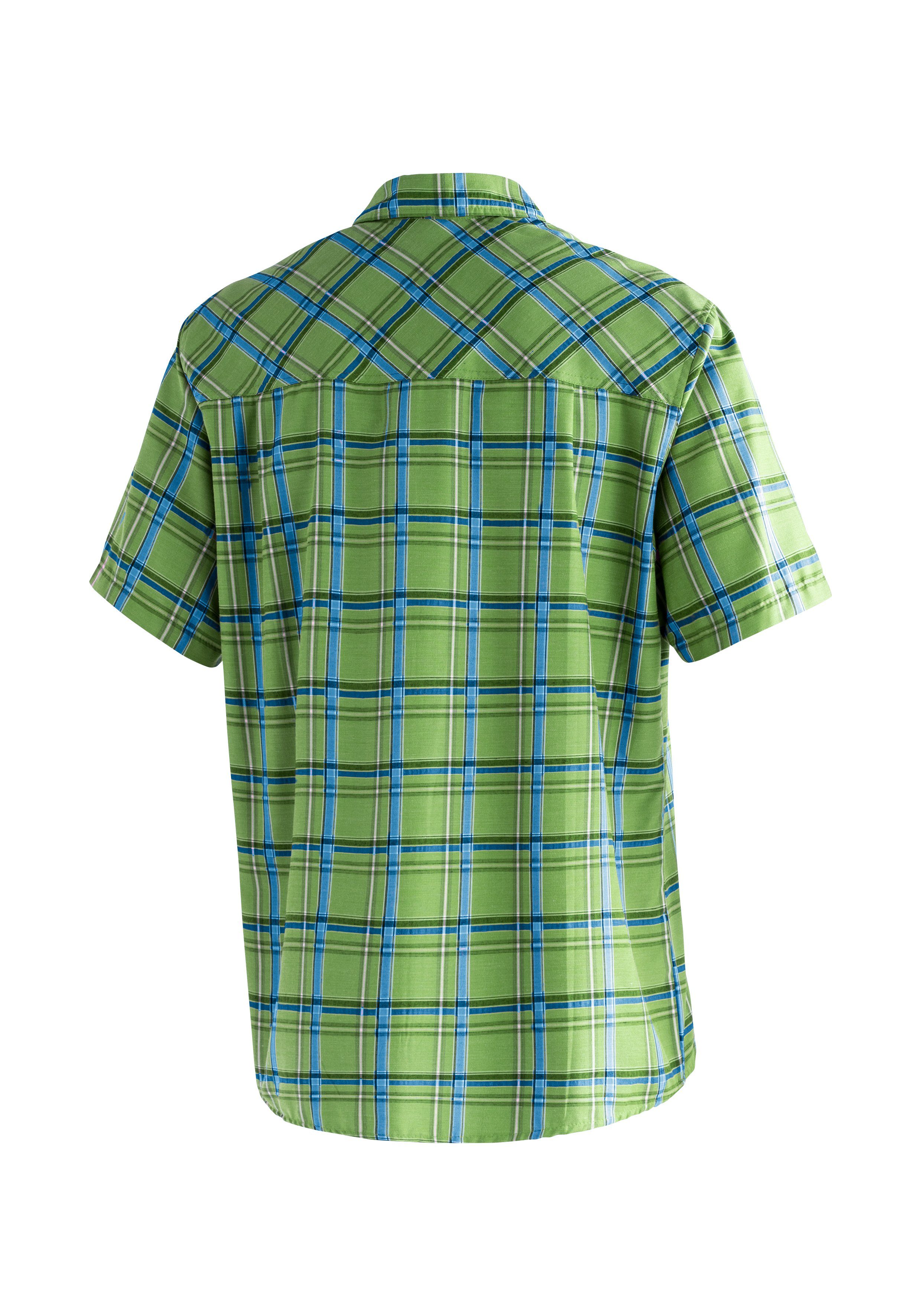 Maier Sports Funktionshemd Mauro Herren Hemd kurzarm, karriertes Freizeithemd, Kurzarmhemd, Regular Fit