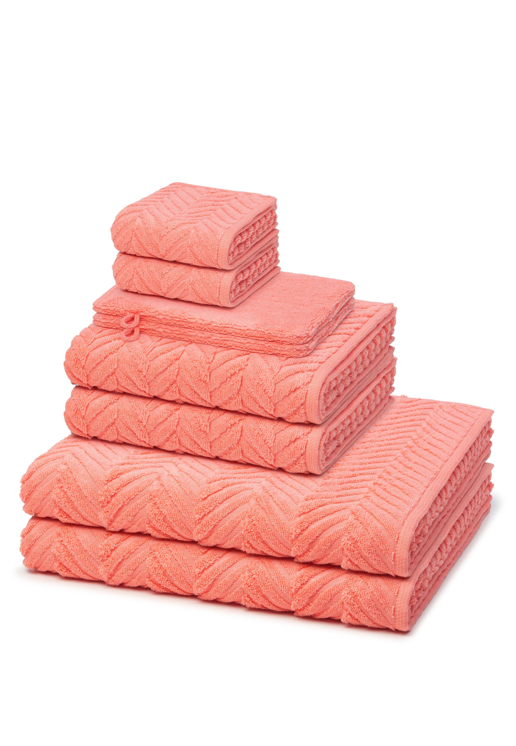 ROSS Handtuch Set Sensual Skin, Walkfrottee, (Spar-Set, 8-tlg), 2 X Wasch- 2 X Gäste- 2 X Dusch- 2 X Handtuch im Set - Baumwolle - Peach Pink