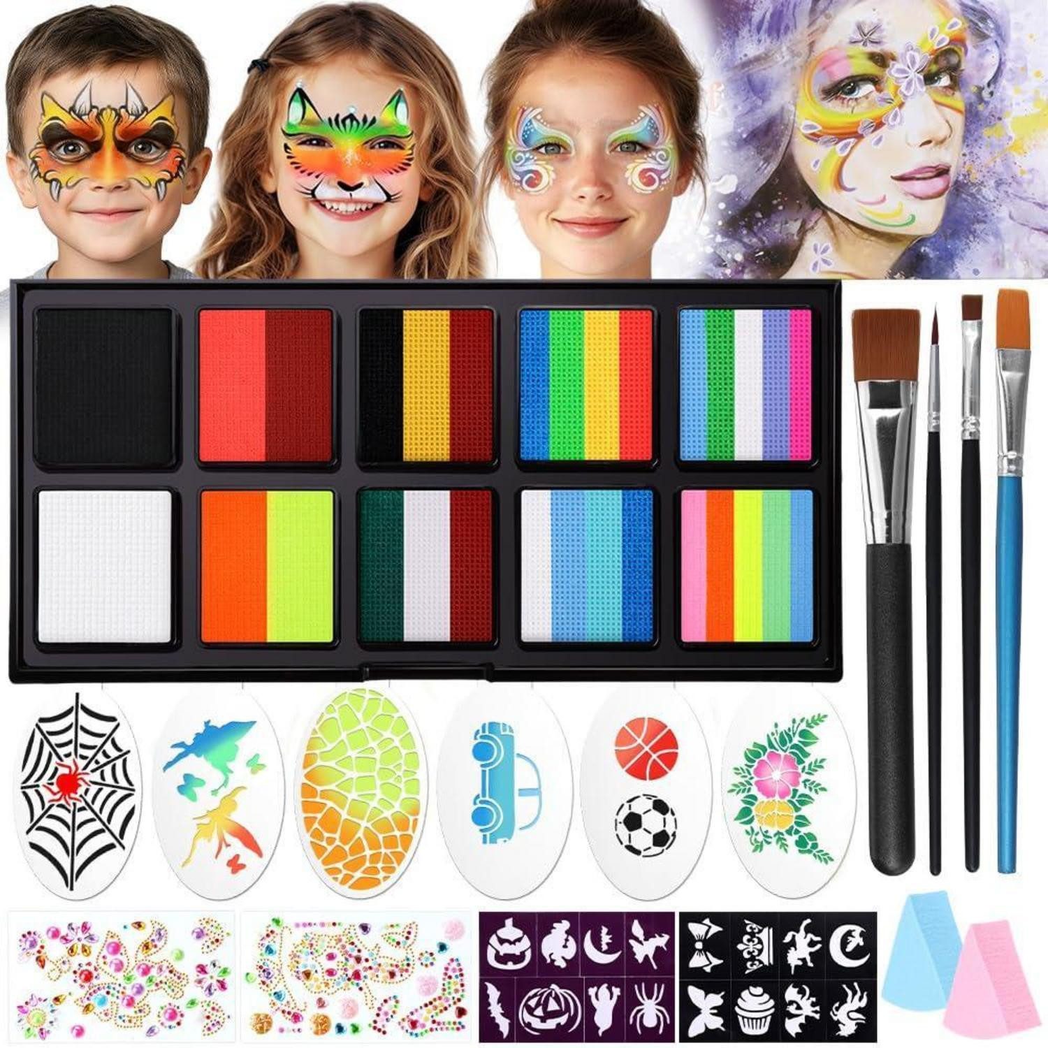 LuxusKollektion Theaterschminke Kinderschminke Gesichtsfarbe Wasserbasis Facepaint Regenbogenfarben