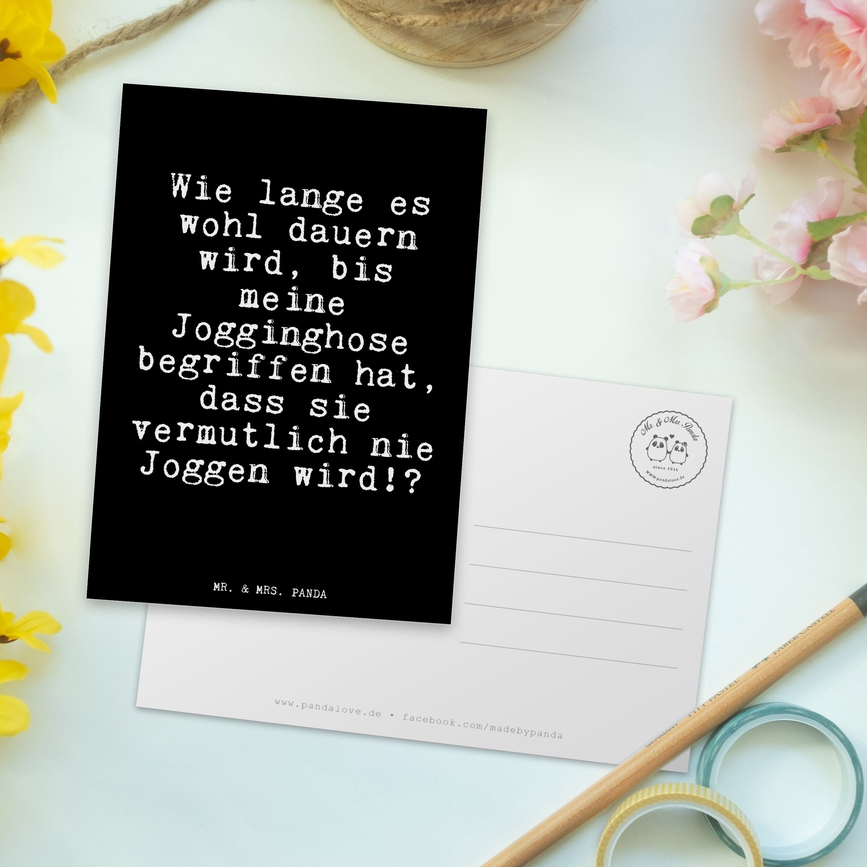 lange Postkarte Schwarz Panda & Wie Zitate, - lustig, es Dankeskart Mr. Geschenk, wohl... Mrs. -