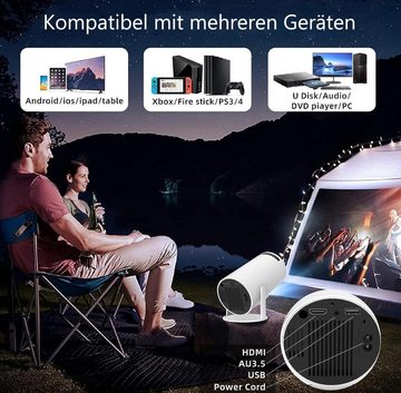 WOOPKER 4K Heimkino Mini HD Portabler Projektor (10000: 1, 1920 x 1080 px, mit Android OS11.0 130 Zoll Display für Handy/PC/Laptop/PS5/Xbox/Stick)