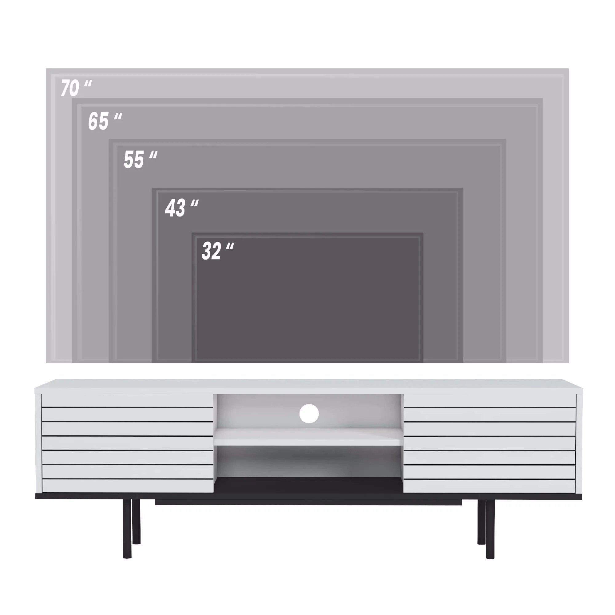 Minimadecor TV-Schränke 51cm TV-Schrank -160cm & Weiß x Colosseo Nussbaum Schwarz x 35cm oder